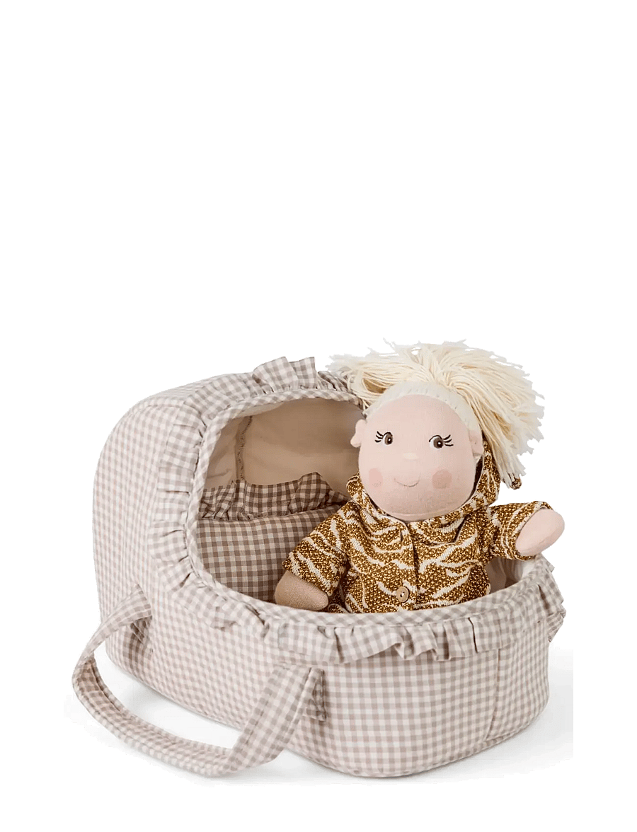 Smallstuff - Doll carrier, pillow and duvet, flowers - puppen-zubehör - sandy - 1