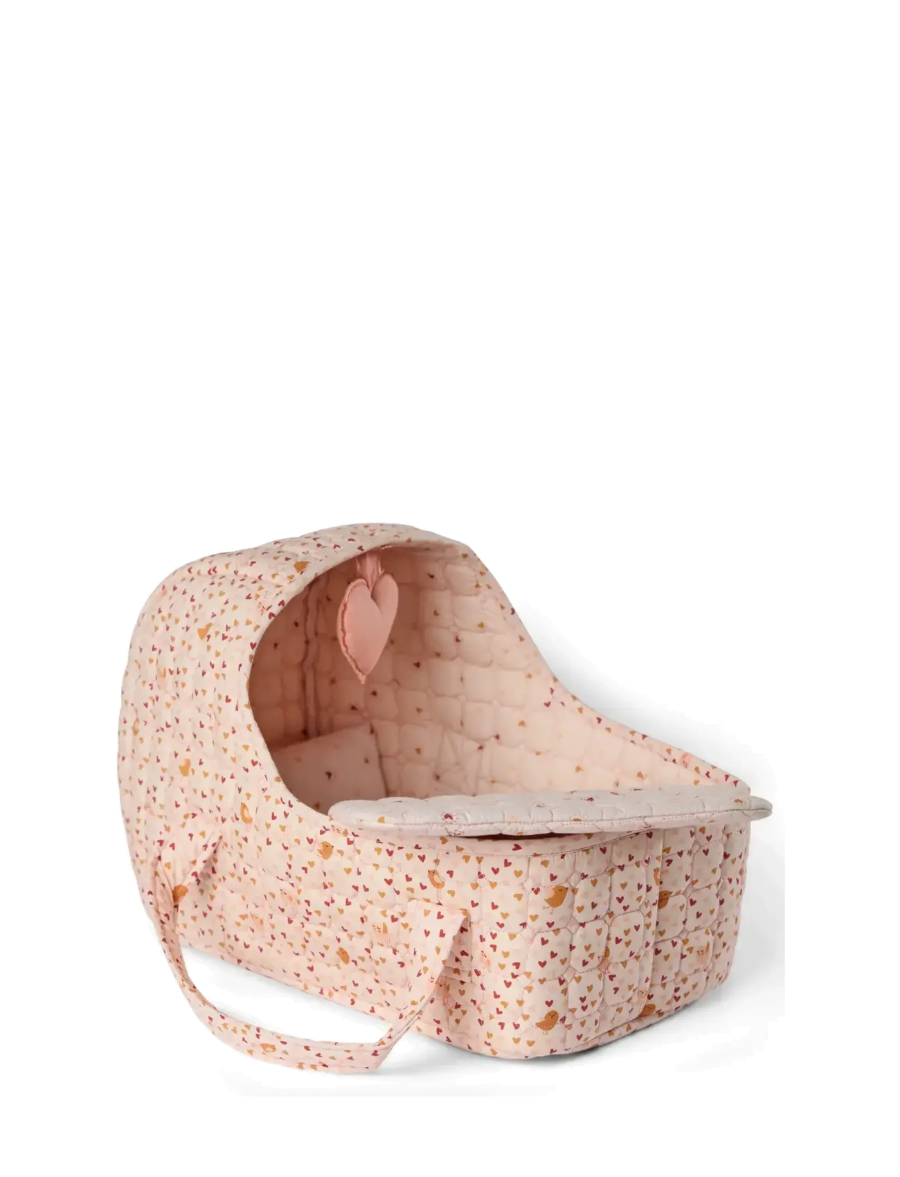 Smallstuff Doll carrier, pillow and duvet, hearts and birds - Lėlių aksesuarai - SOFT ROSE MIX / pink/rose