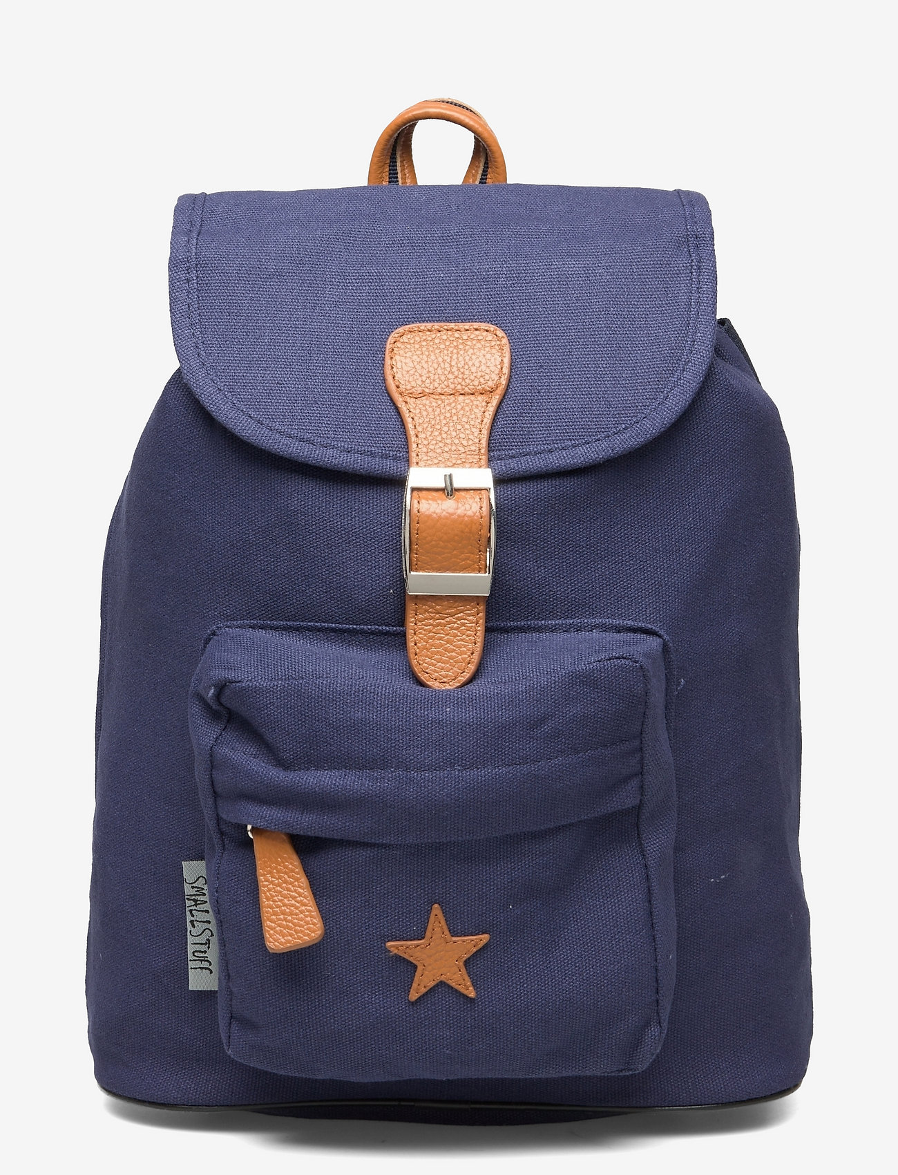 Smallstuff - Baggy back Pack, navy with leather Star - backpacks - navy - 0