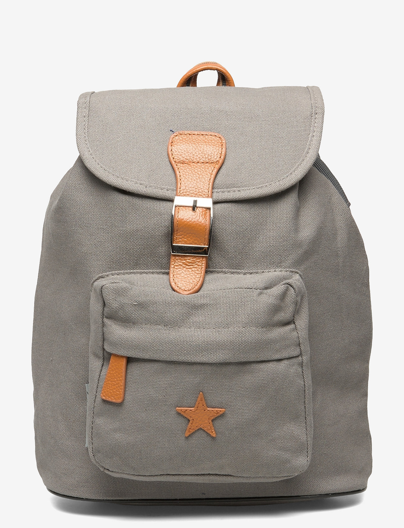 Smallstuff - Baggy back Pack, grey with leather Star - sommerkupp - grey - 0