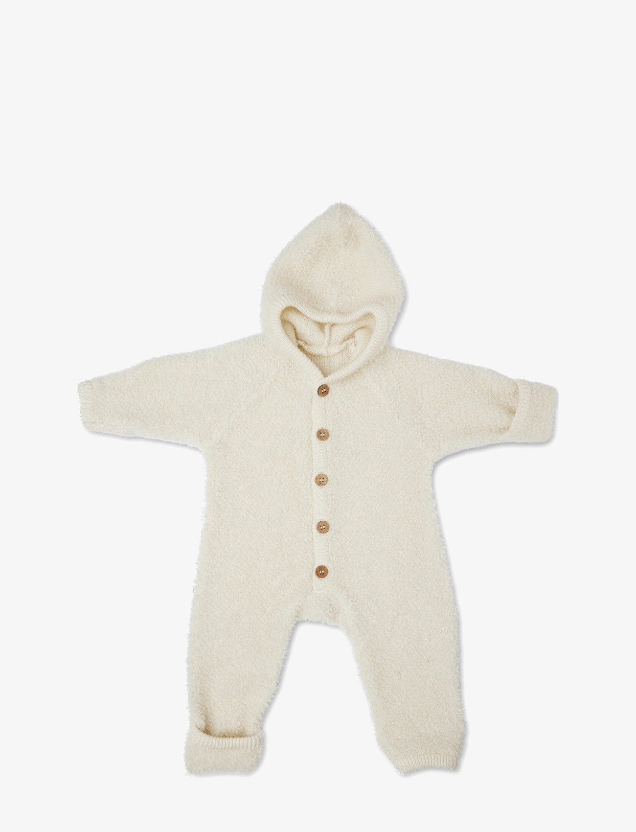 Smallstuff Jumpsuit bouclé merino wool w. buttons and hoodie - Overalls - OFF. WHITE / cream