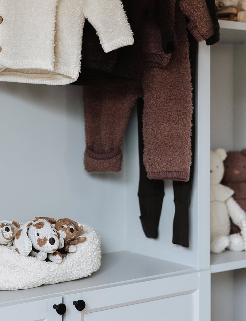 Smallstuff - Jumpsuit bouclé merino wool w. buttons and hoodie - fleece overalls - rose brown - 2