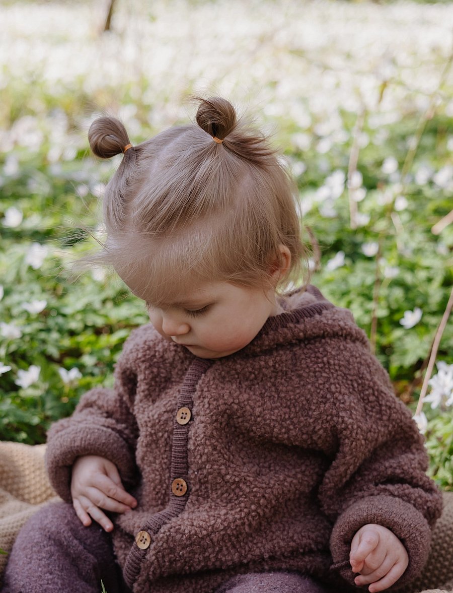 Smallstuff - Cardigan bouclé merino wool w. buttons and hoodie - fleecejacken - rose brown - 2