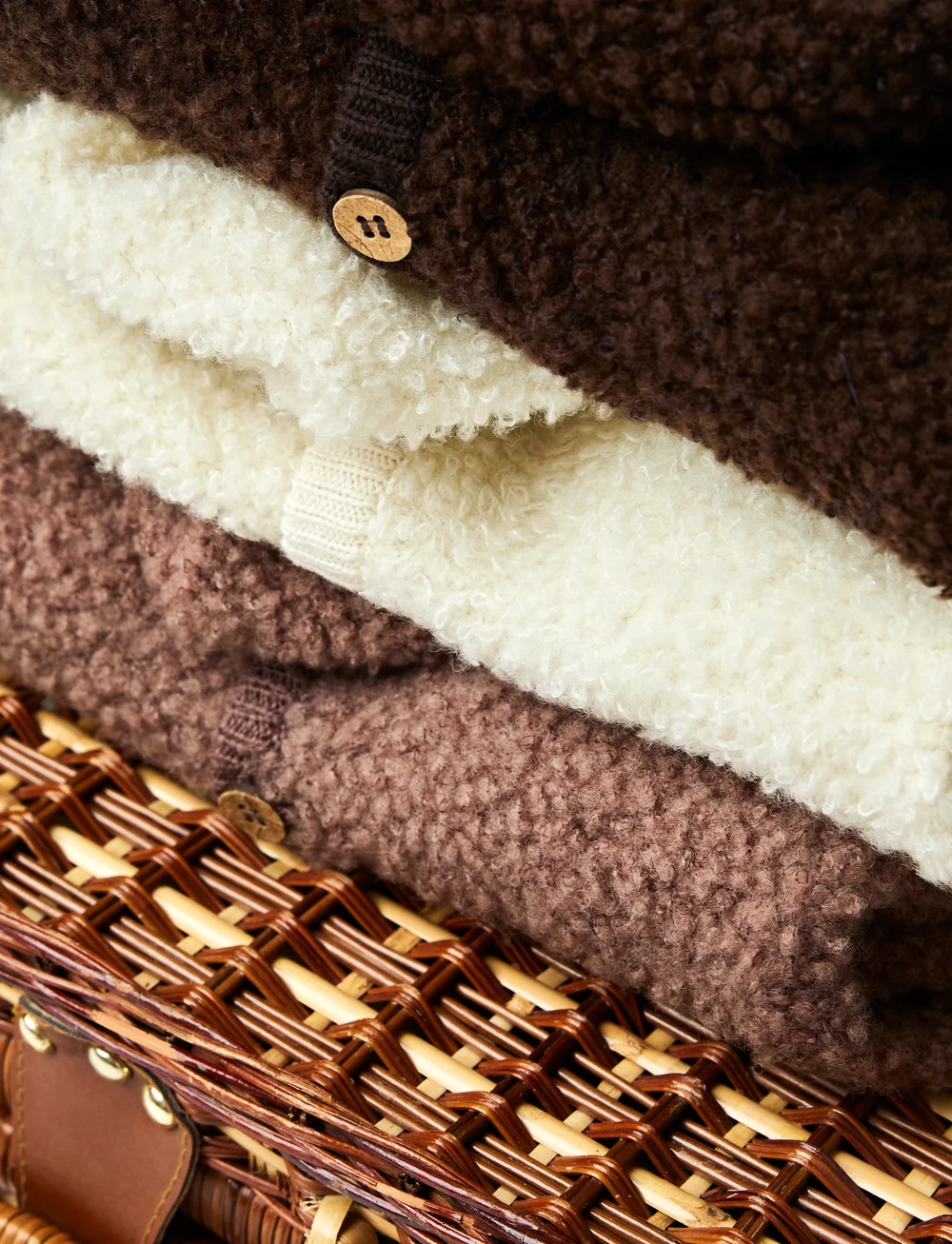 Smallstuff - Cardigan bouclé merino wool w. buttons and hoodie - veste polaire - rose brown - 3