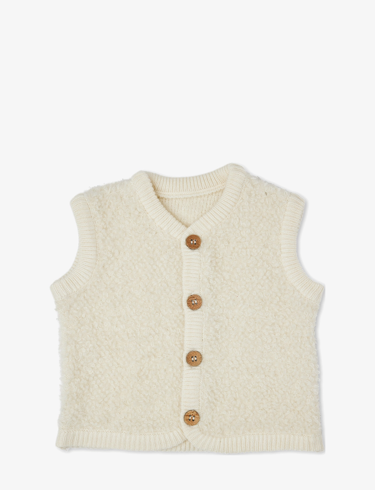 Smallstuff Vest Bouclé Merino Wool W. Buttons, Børn, Bouclé Vest, Cream, Str: 56-62