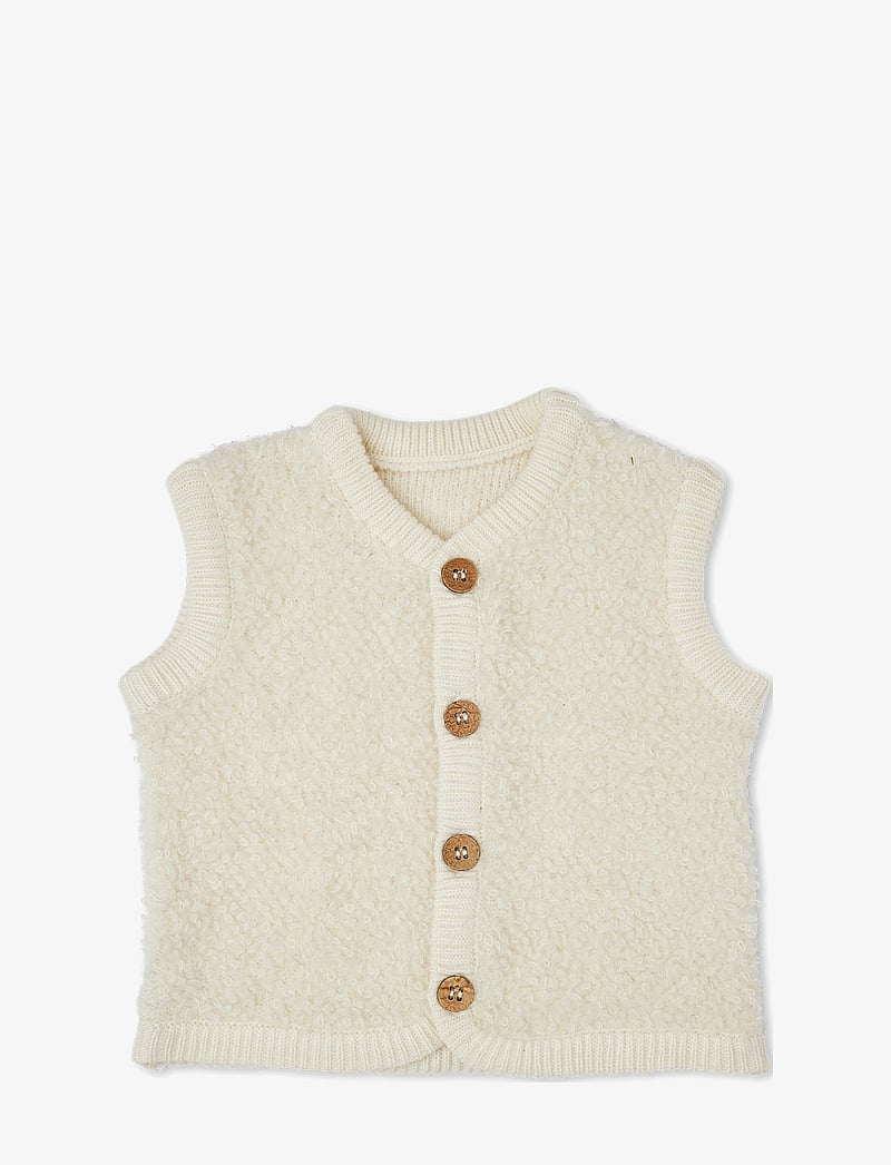 Smallstuff - Vest bouclé merino wool w. buttons - westen - off. white - 0