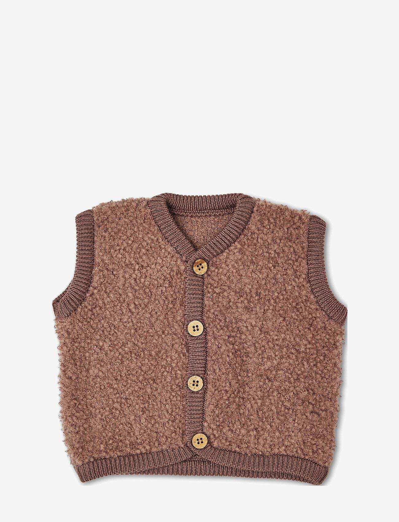 Smallstuff - Vest bouclé merino wool w. buttons - westen - rose brown - 1
