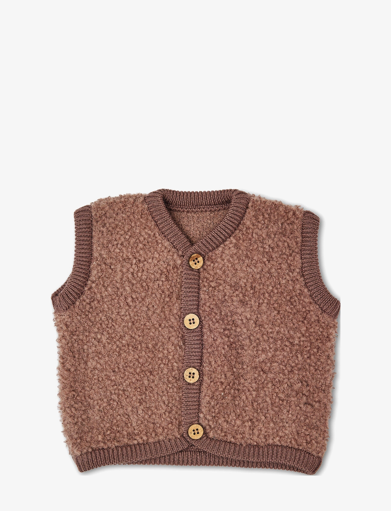 Smallstuff Vest bouclé merino wool w. buttons - Vests - ROSE BROWN / brown