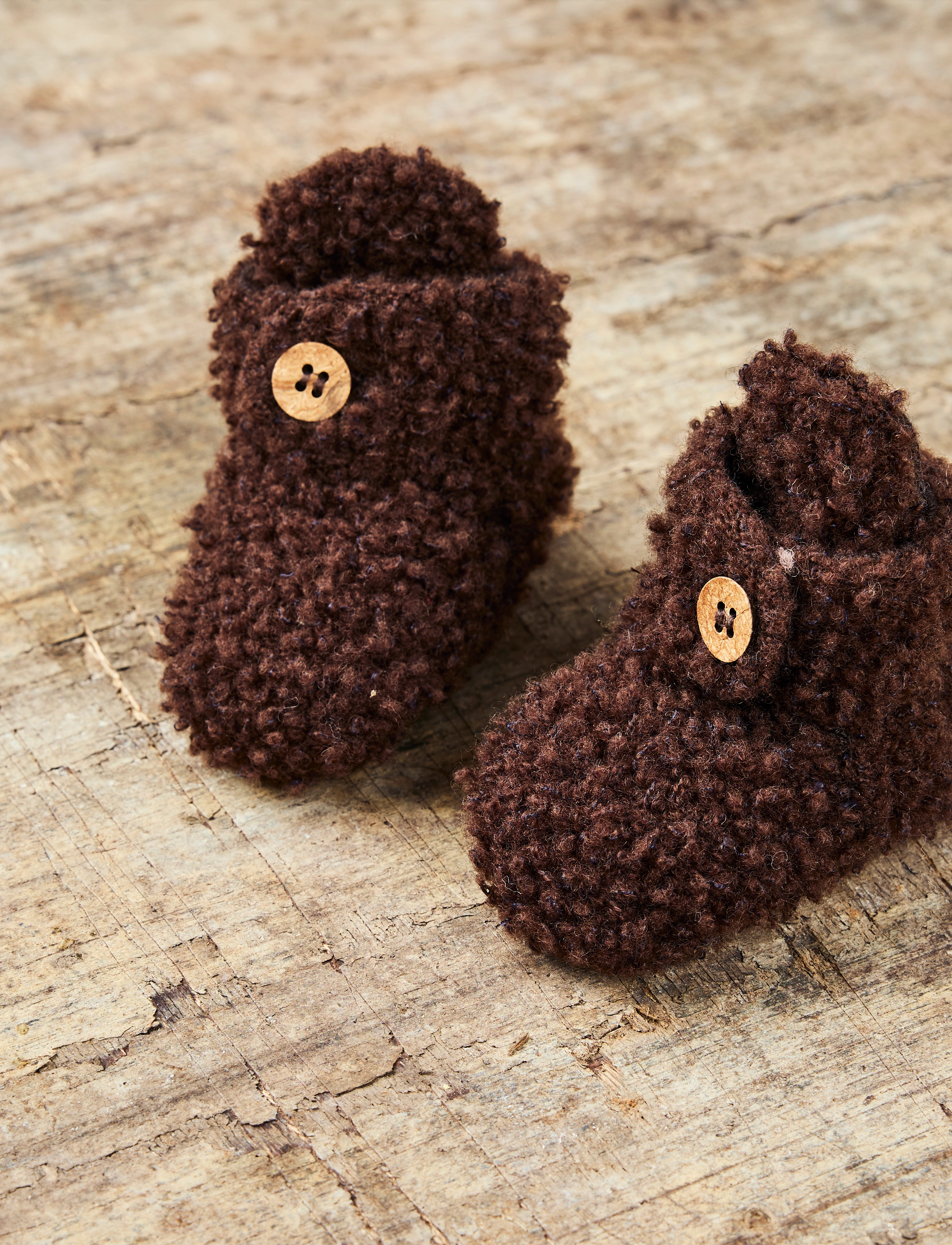 Smallstuff Booties Bouclé Merino Wool, 92-98, Schuhe, Braun - Baby Booties, Kinder