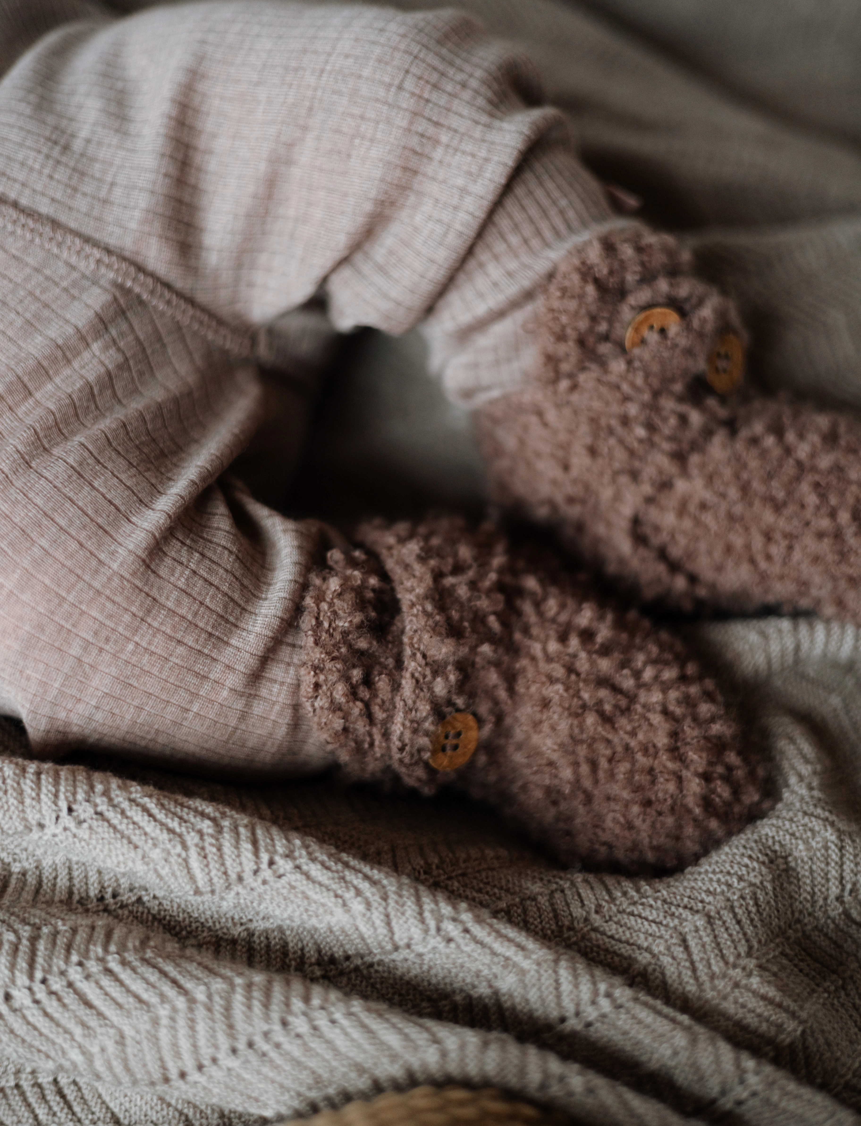 Smallstuff Booties Bouclé Merino Wool, 92-98, Schuhe, Braun - Baby Booties, Kinder