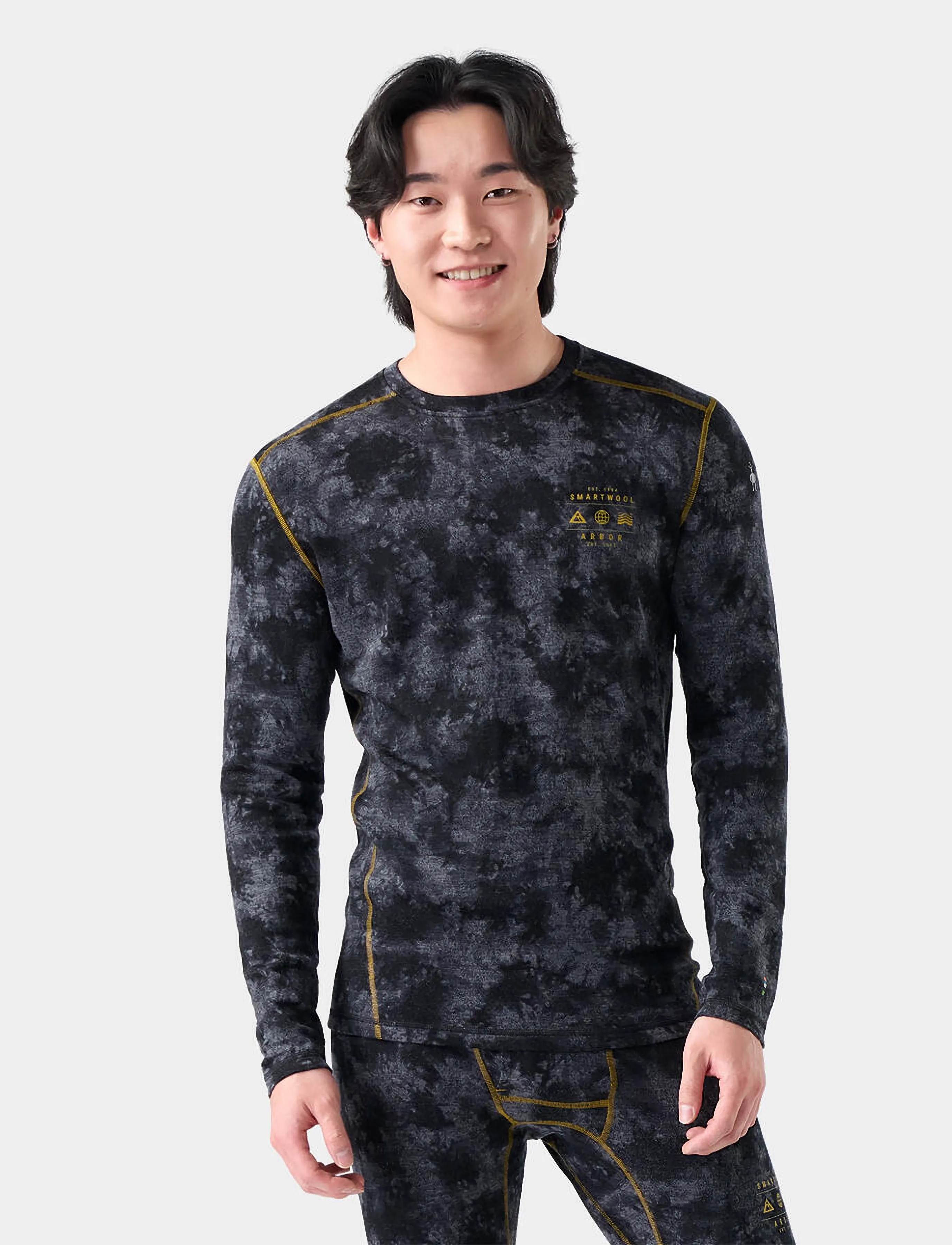Smartwool - Men's Classic Thermal Merino Base Layer Crew Boxed - aluskihina kantavad alussärgid - black tie dye/hny gold - 0