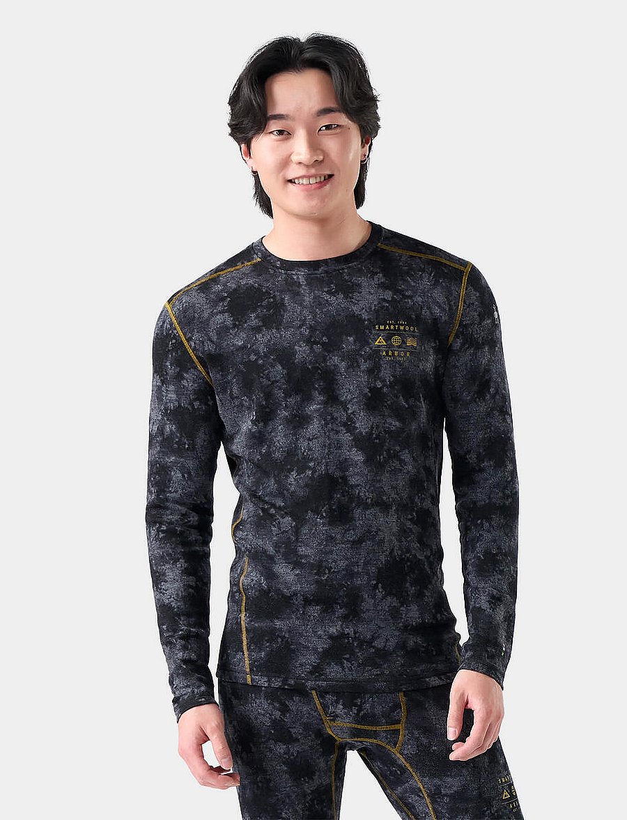 Smartwool - Men's Classic Thermal Merino Base Layer Crew Boxed - aluskihina kantavad alussärgid - black tie dye/hny gold - 0