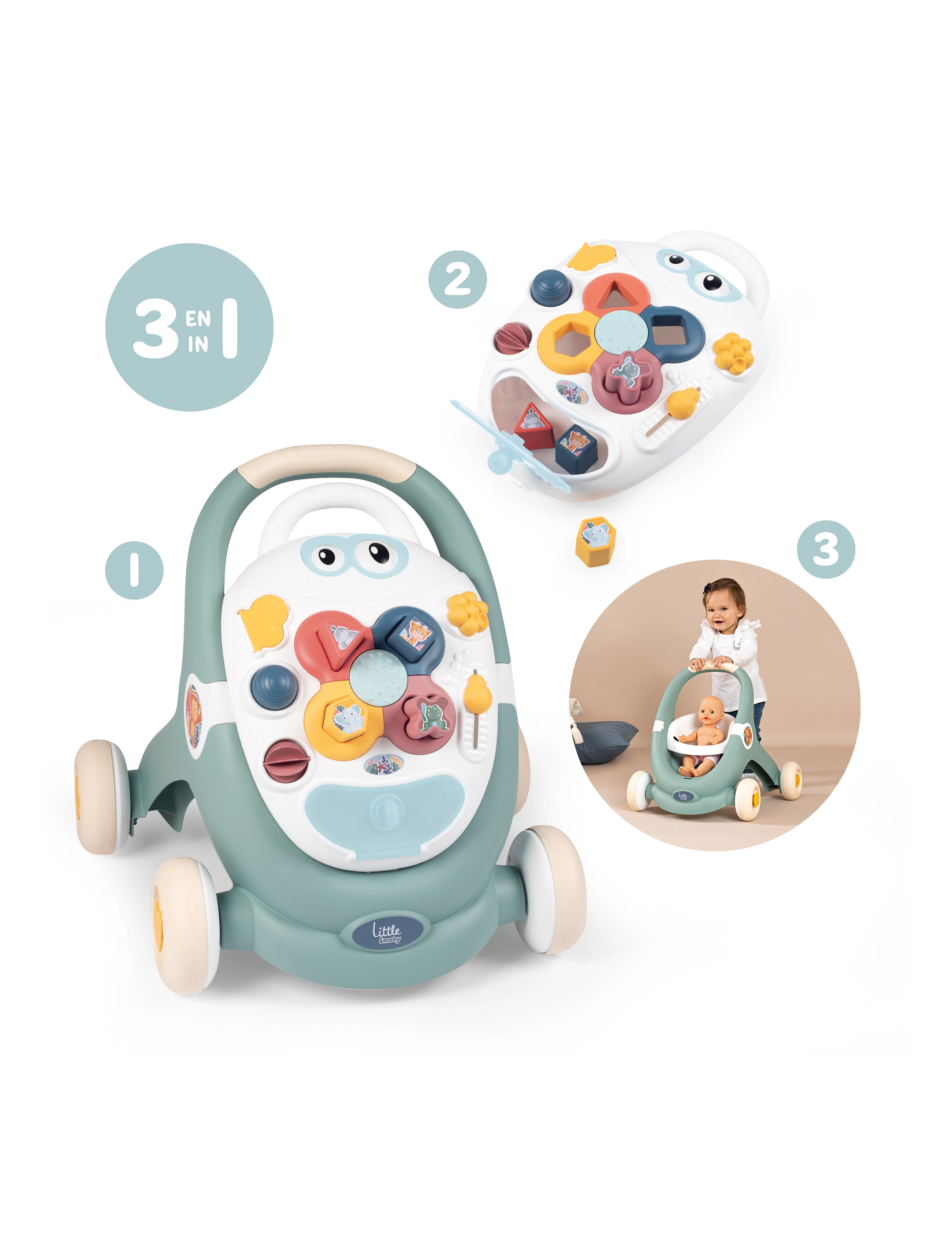 Smoby Little Smoby 3 In 1 Trotty Walker, Børn, Push Legetøj, Multi/mønstret, Str: ONE SIZE