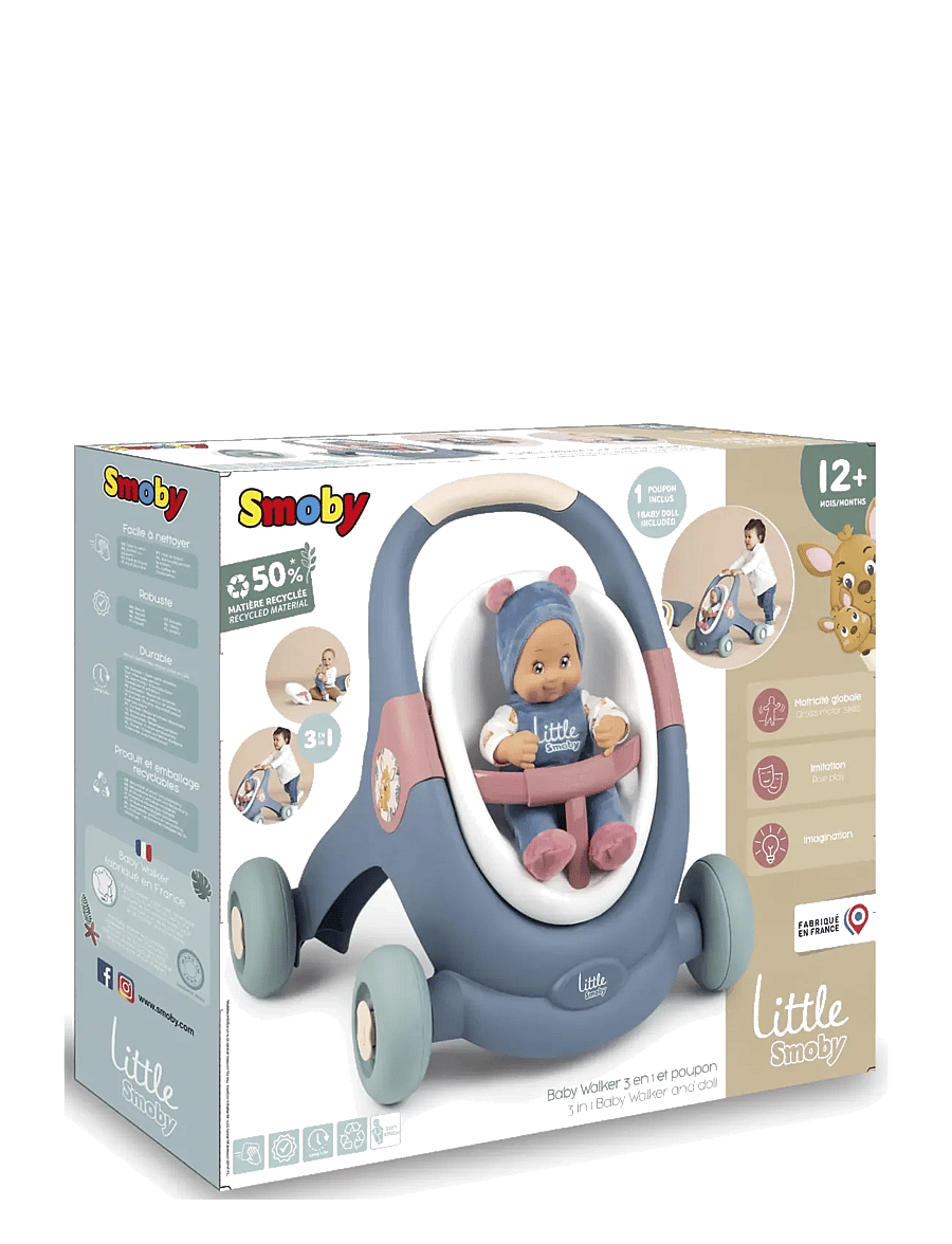 Smoby - Little Smoby 3-i-1 Lära-Gå-Vagn - multicolor - 2