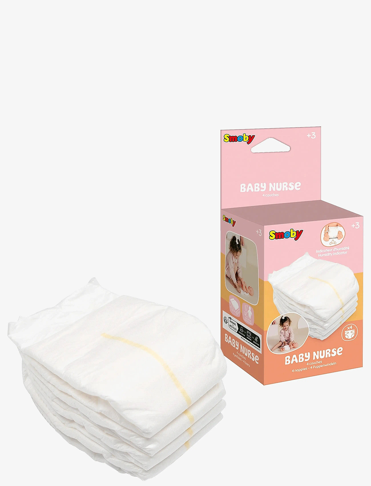 Smoby - Baby Nurse Nappies X4 - dukketilbehør - white - 2