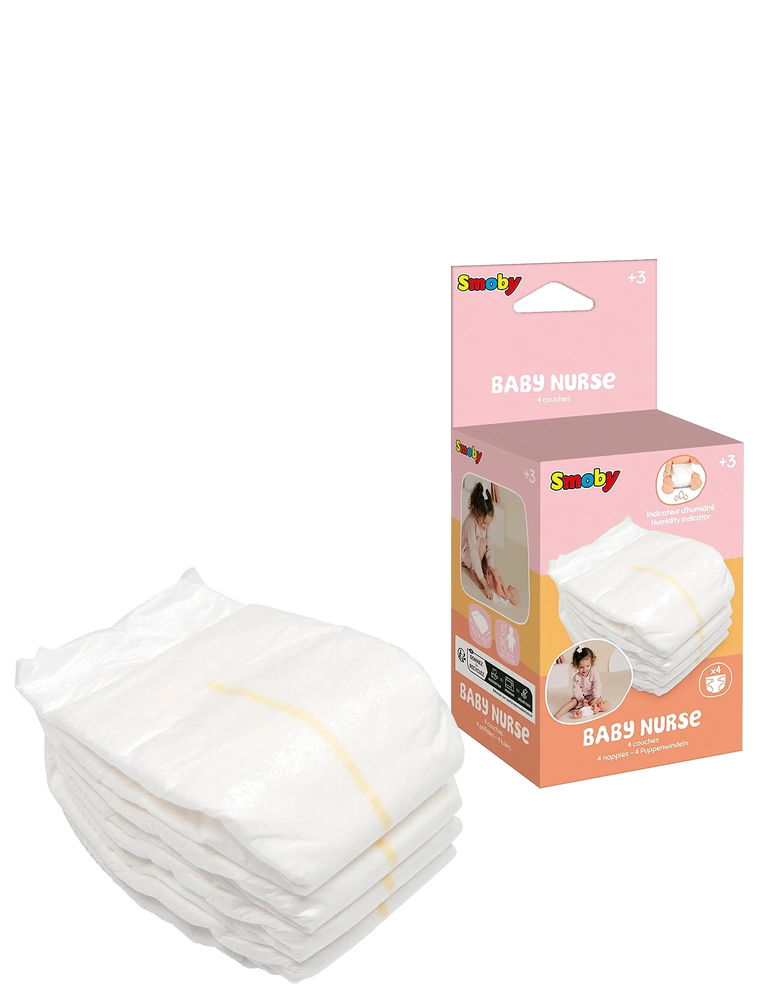 Smoby - Baby Nurse Nappies X4 - puppen-zubehör - white - 2