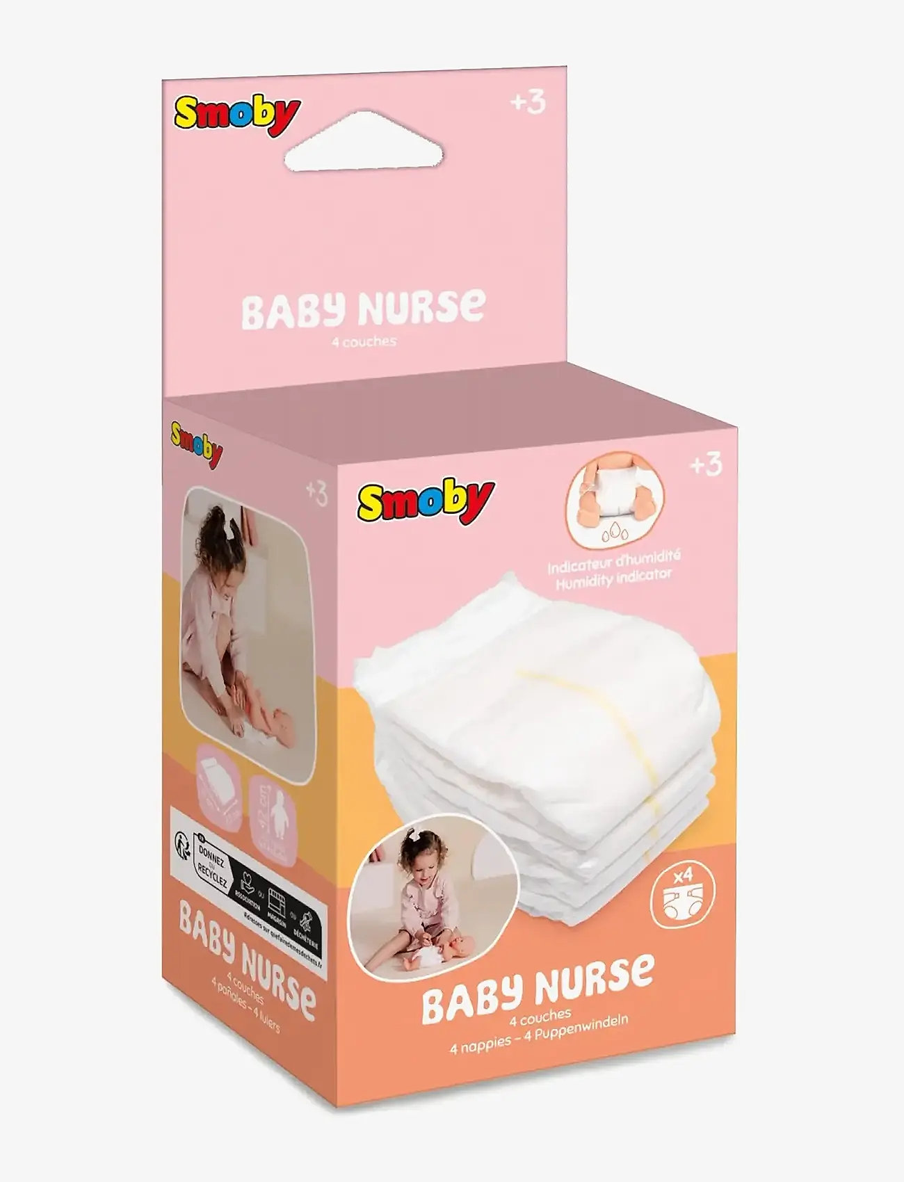 Smoby - Baby Nurse Nappies X4 - dukketilbehør - white - 3