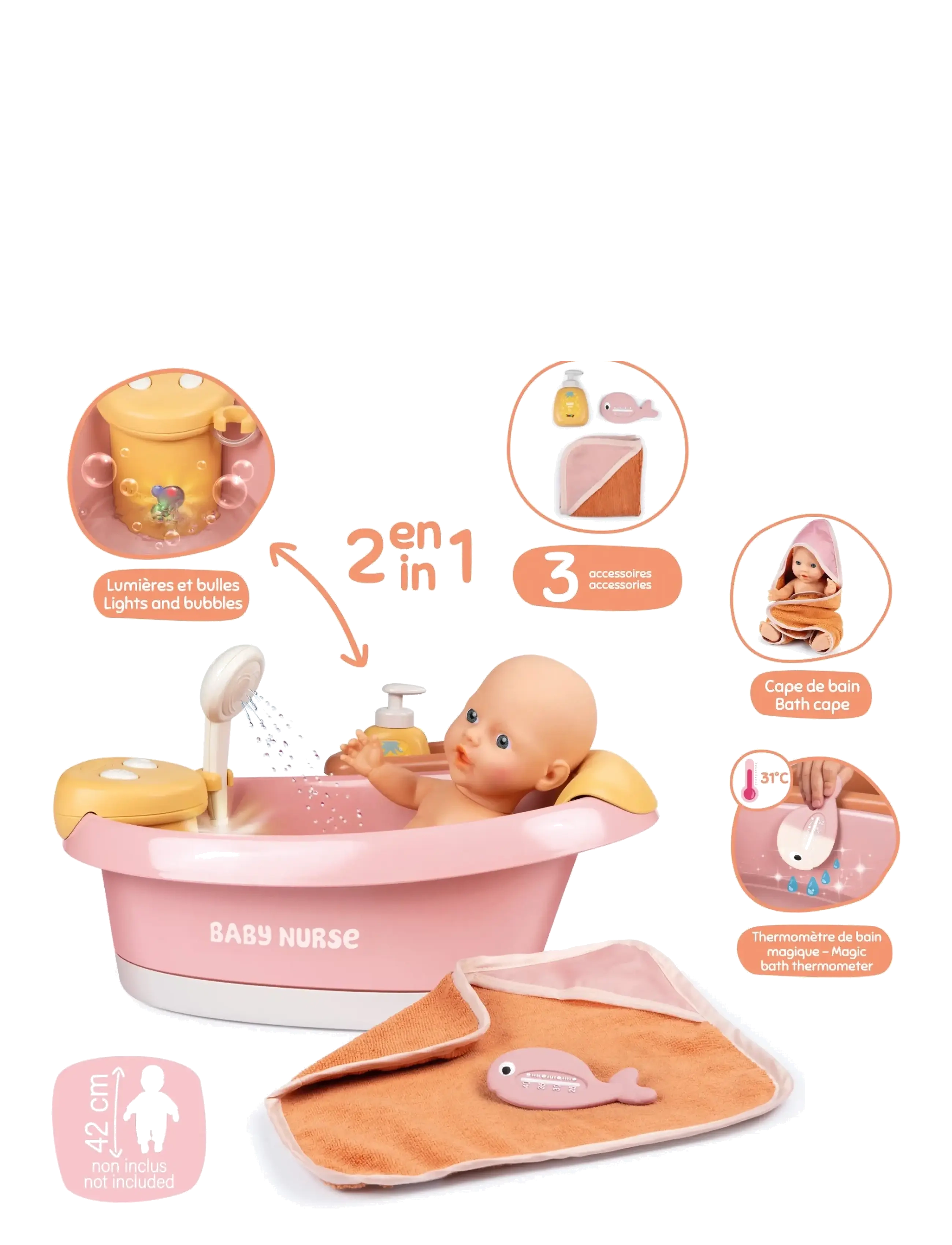 Smoby - Baby Nurse Balneo Bath - puppen-zubehör - multi colorued - 4
