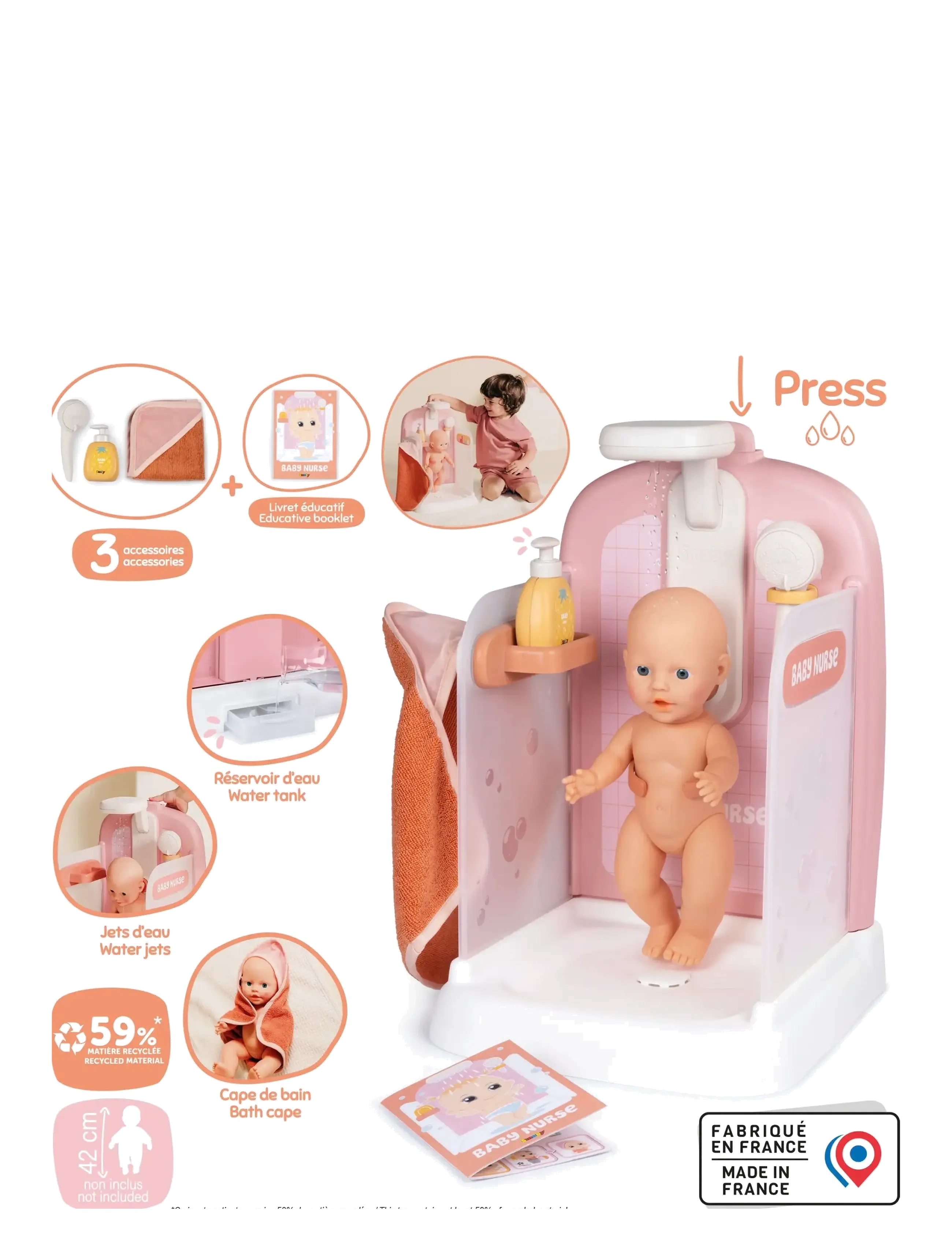 Smoby - Baby Nurse (duschdag-set) - legetøjsværktøj - multi colorued - 2