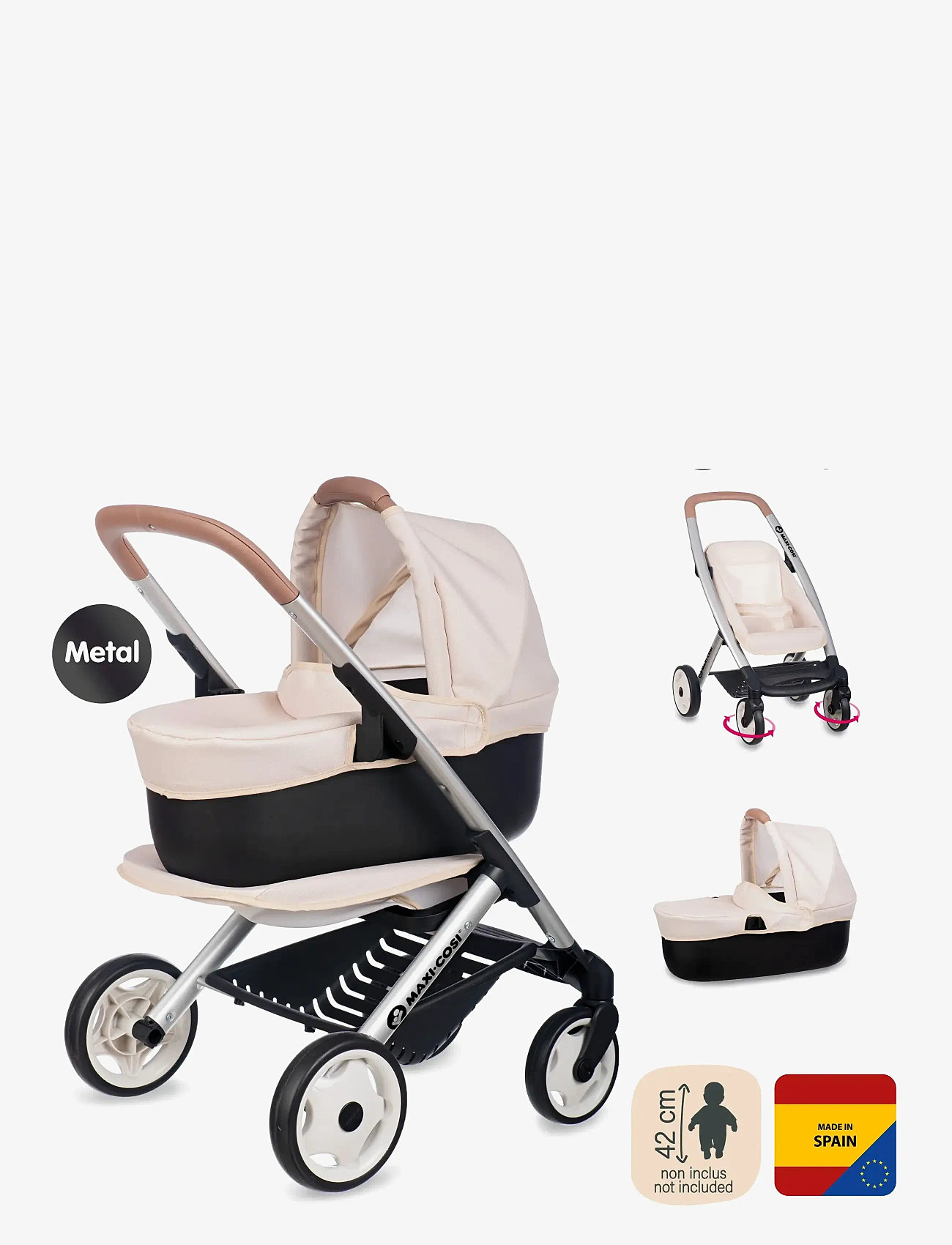 Smoby - Maxi-Cosi comfort sittvagn (3-i-1) - dukkevogne - beige - 4