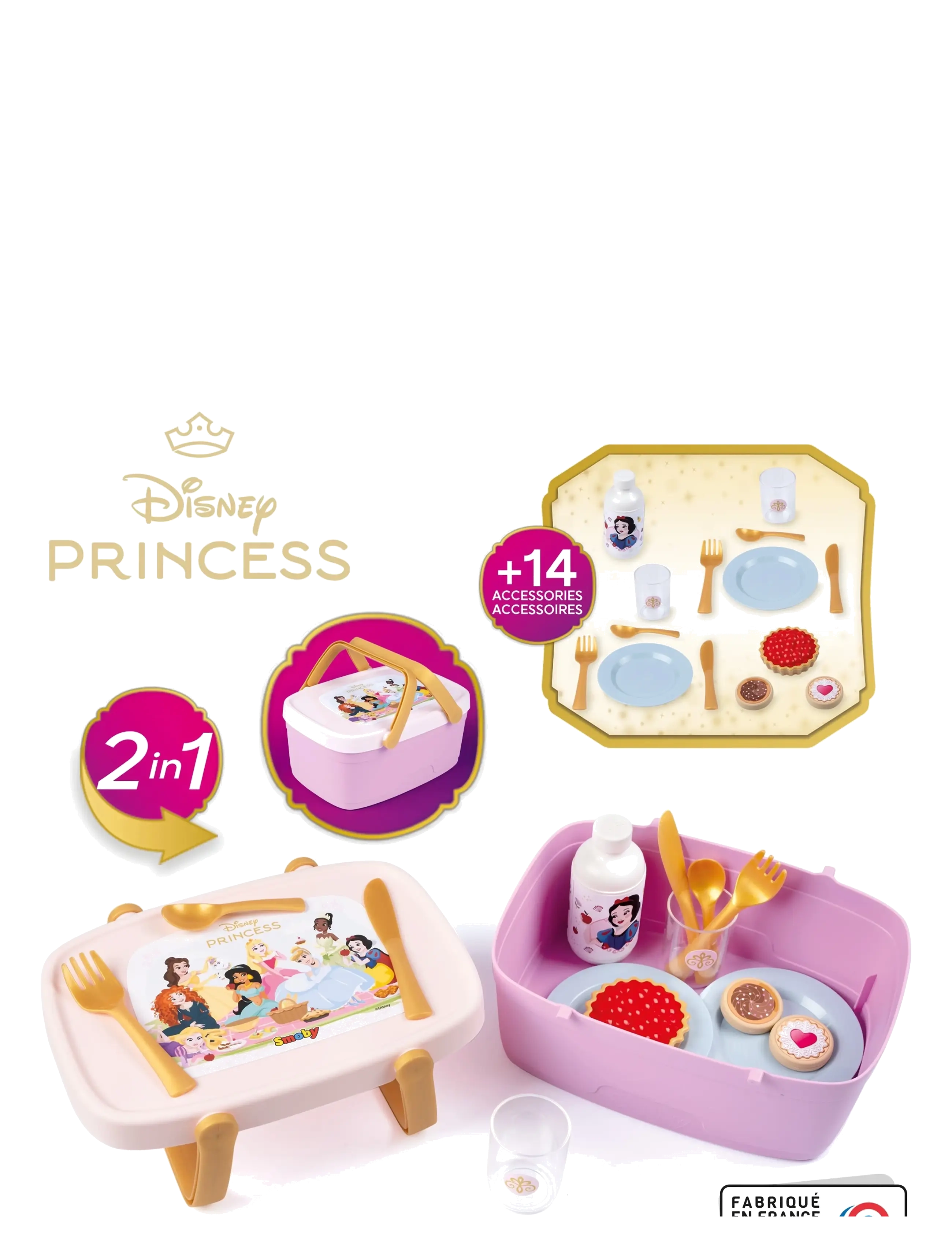 Smoby - Smoby Disney Princess 2in1 Picknickkorg - tillbehör till leksakskök - multicolor - 2