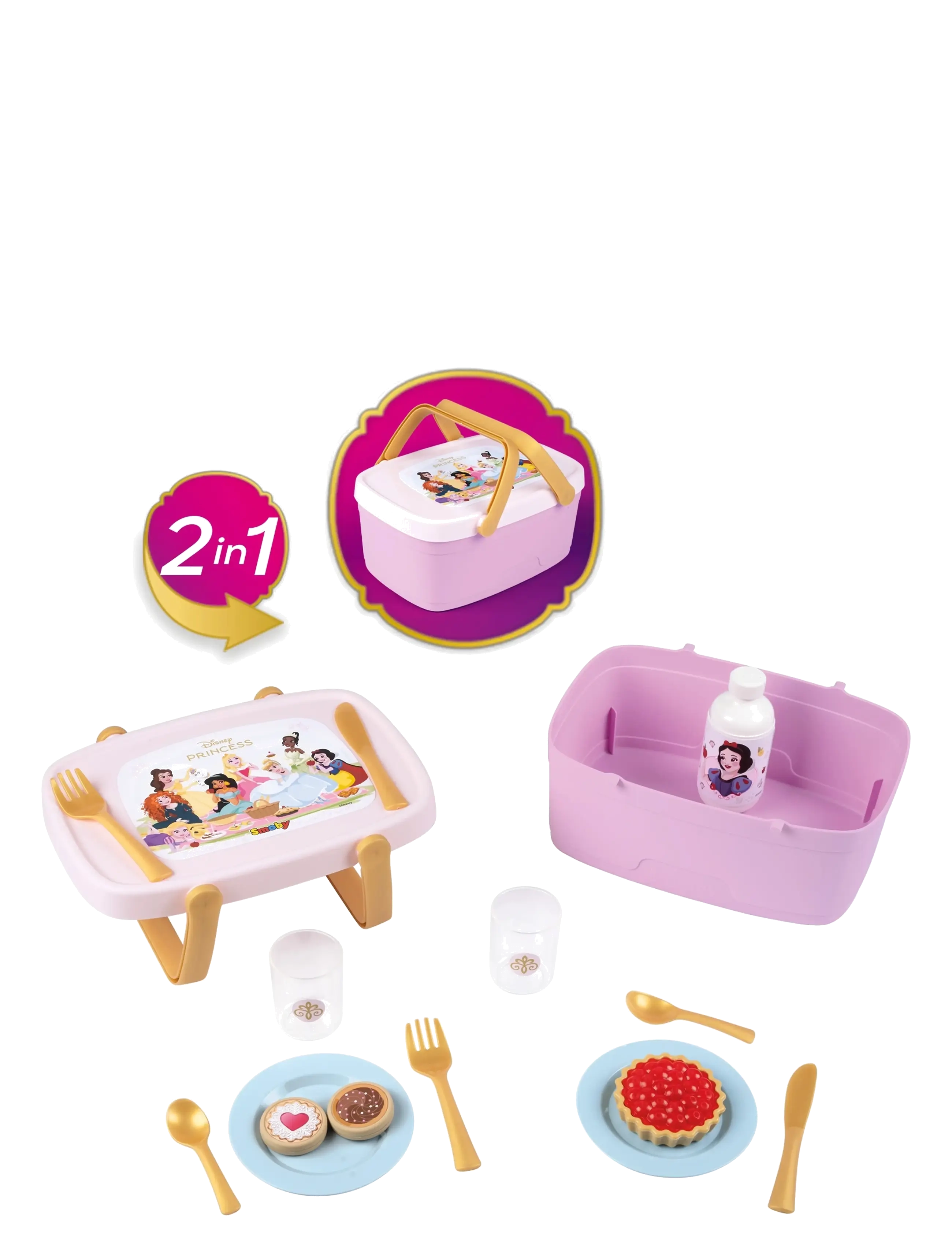 Smoby - Smoby Disney Princess 2in1 Picknickkorg - tillbehör till leksakskök - multicolor - 3