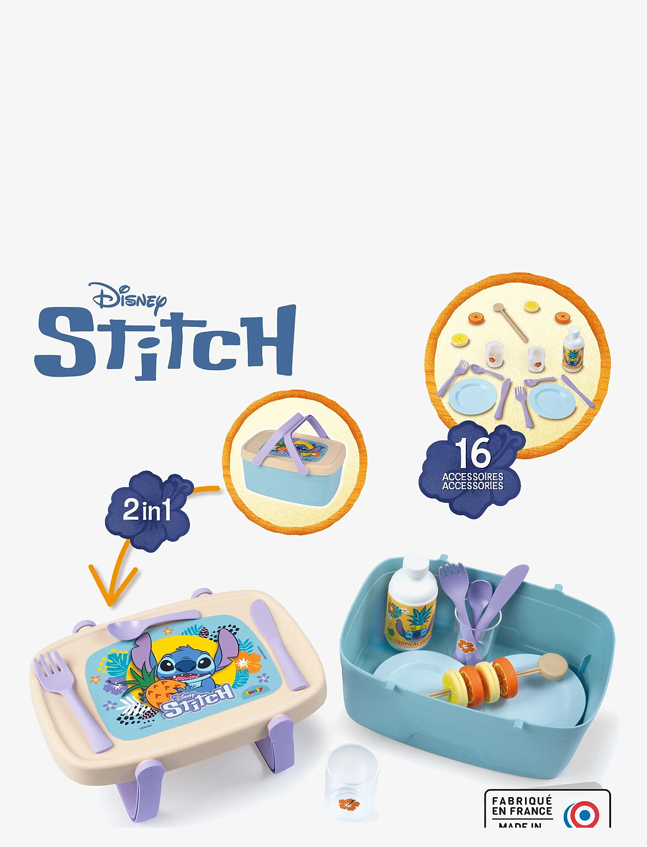 Smoby - Smoby Stitch 2in1 Picknickkorg - mänguköögi tarvikud - multicolor - 2