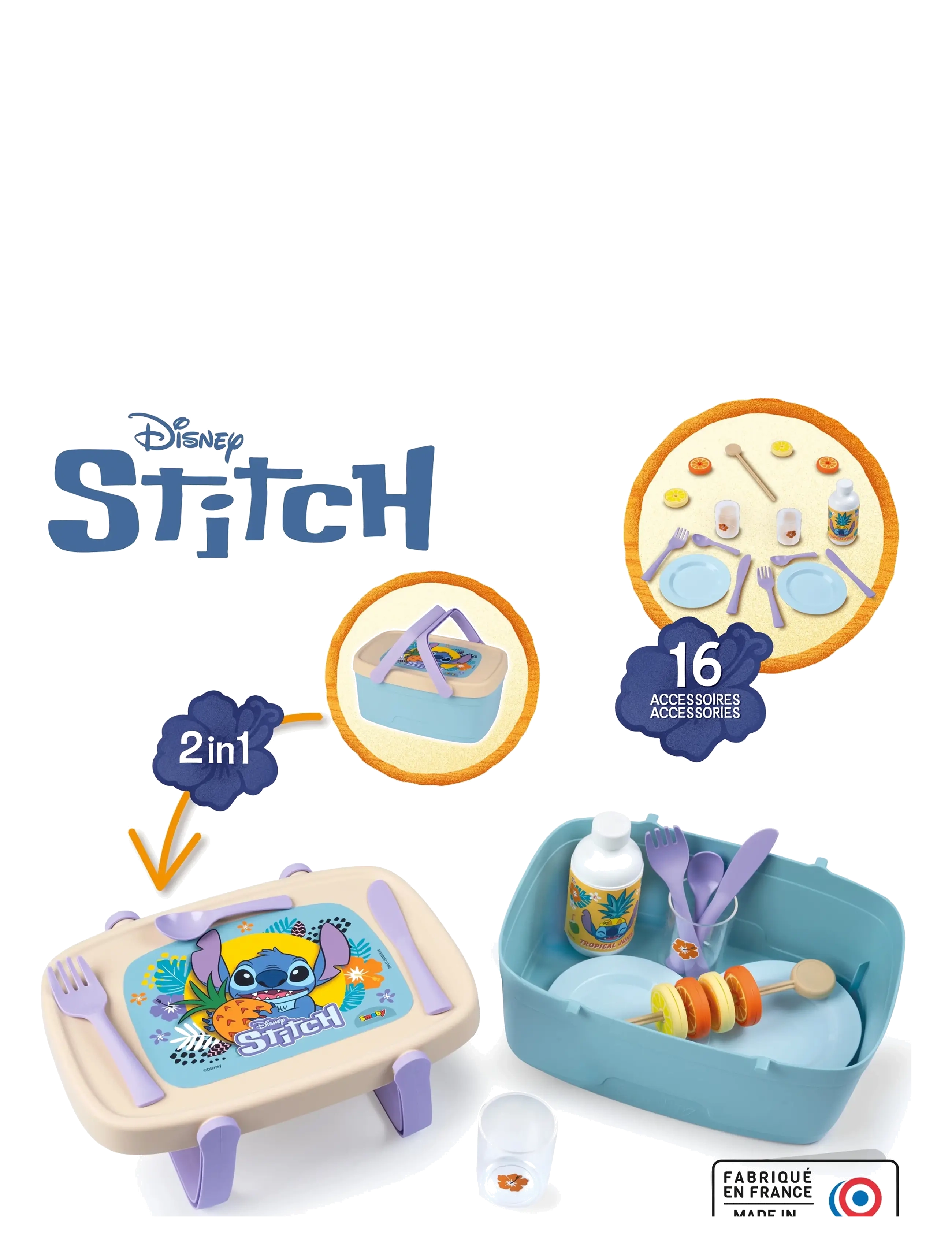 Smoby - Smoby Stitch 2in1 Picknickkorg - tilbehør til lekekjøkken - multicolor - 2