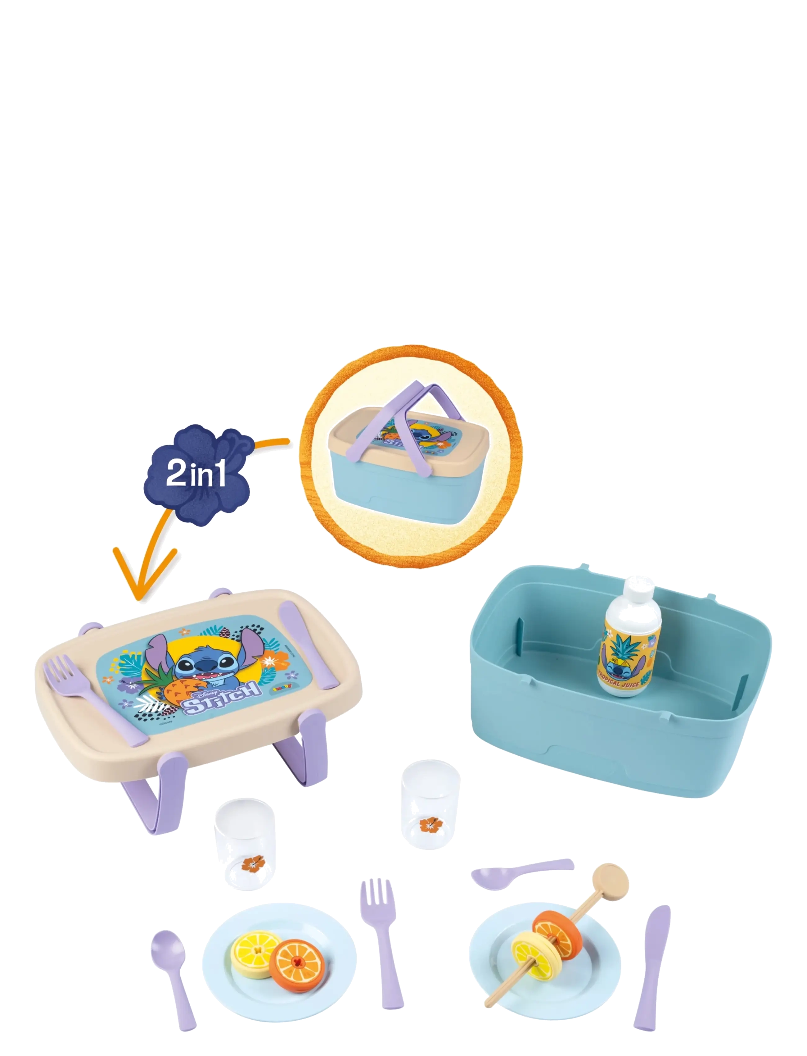 Smoby - Smoby Stitch 2in1 Picknickkorg - tilbehør til lekekjøkken - multicolor - 3