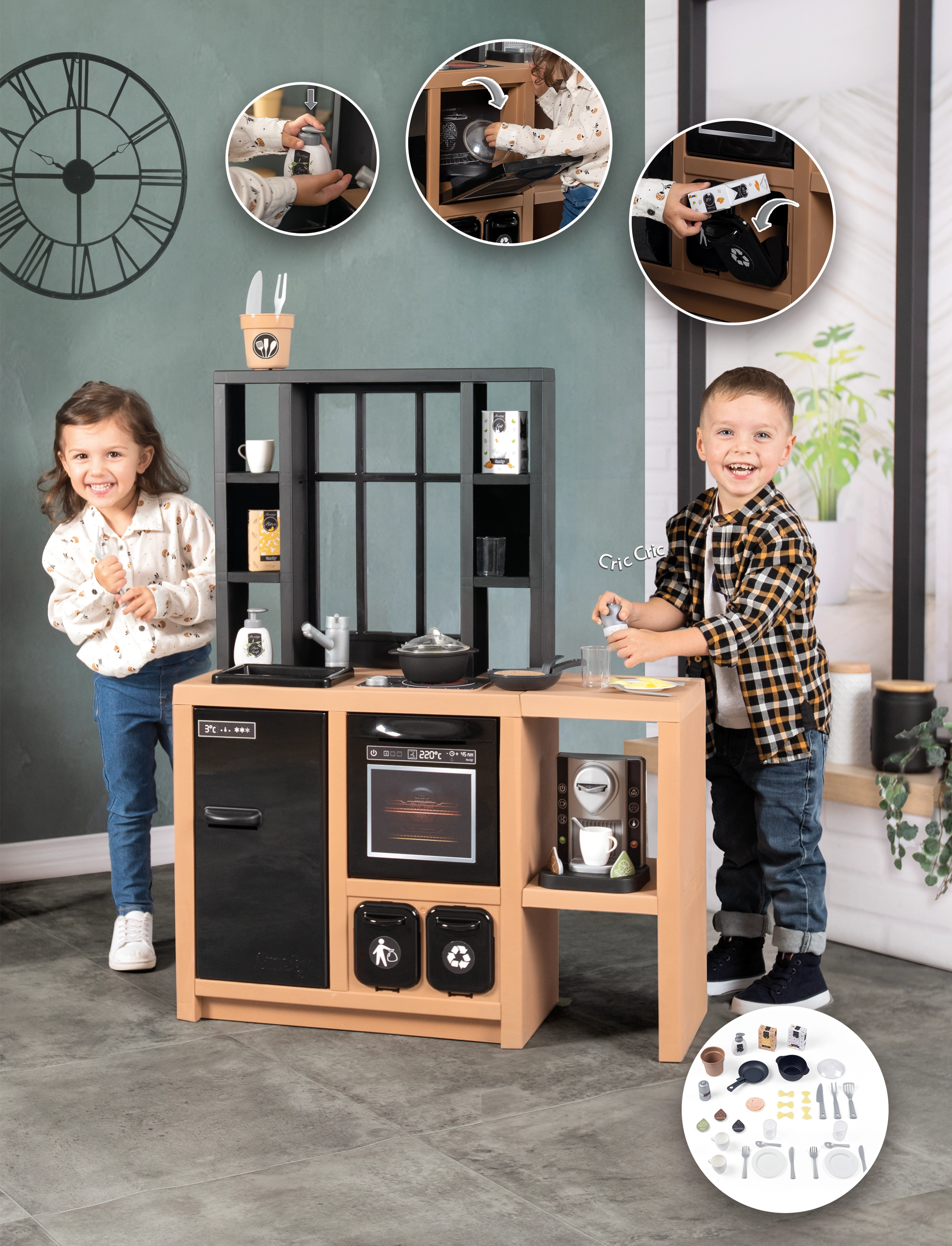 Smoby - Smoby Industriellt Leksakskök - toy kitchens - black + brown - 3