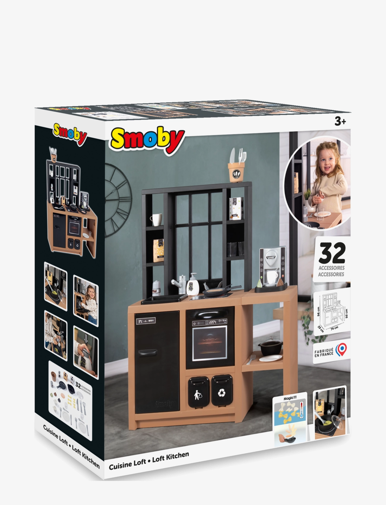 Smoby - Smoby Industriellt Leksakskök - Žaislinės virtuvės - black + brown - 5