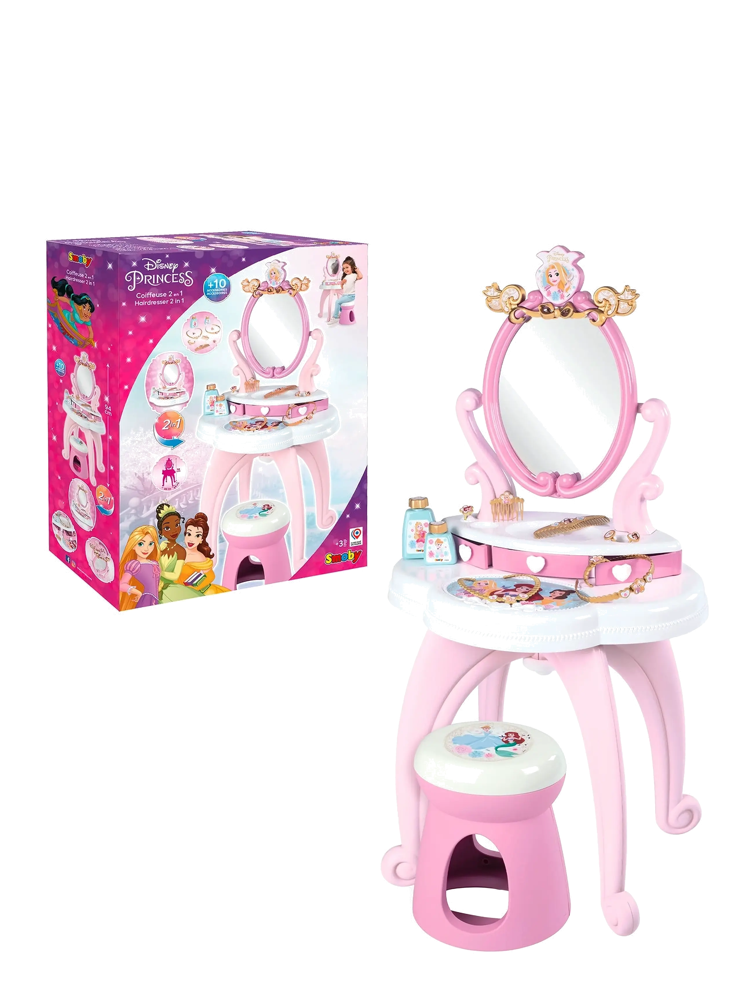 Smoby - Disney Princess 2 In 1 Hairdresser - foregive makeup & tilbehør - pink - 2
