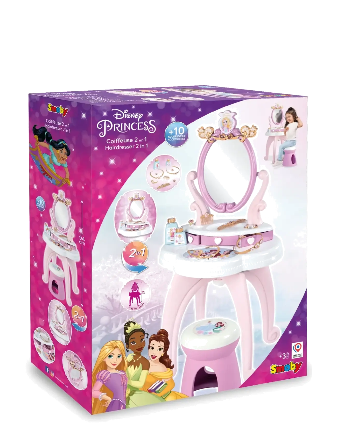 Smoby - Disney Princess 2 In 1 Hairdresser - foregive makeup & tilbehør - pink - 3