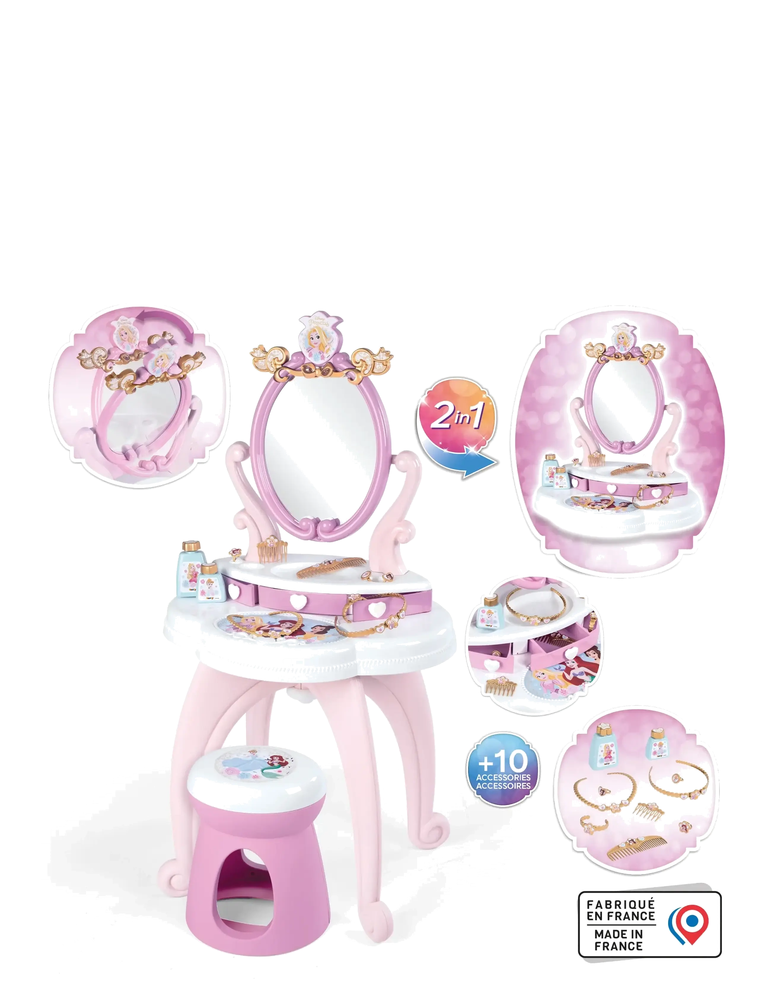 Smoby - Disney Princess 2 In 1 Hairdresser - foregive makeup & tilbehør - pink - 4