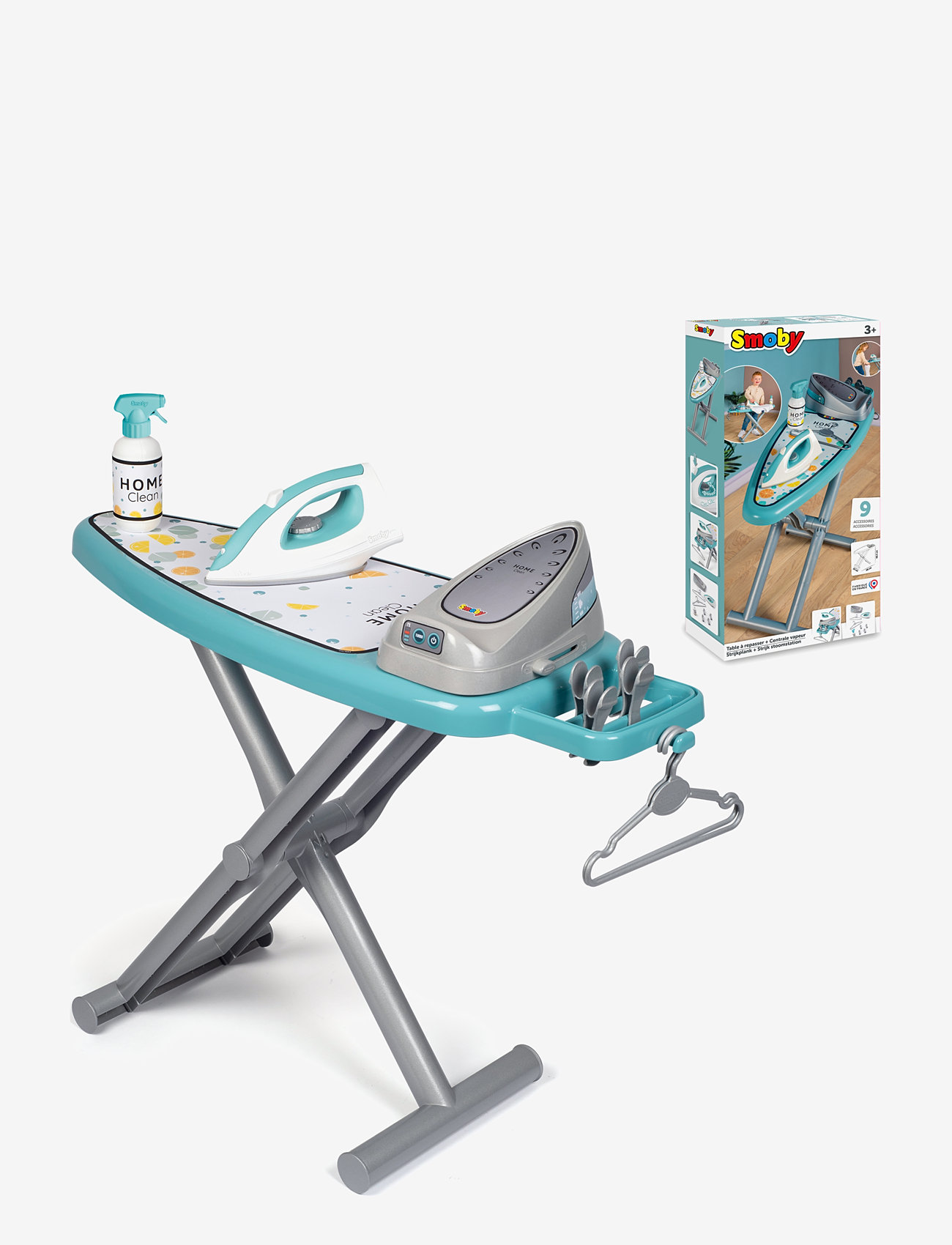 Smoby - Ironing Board + Steam Iron - städutrustning - blue - 2