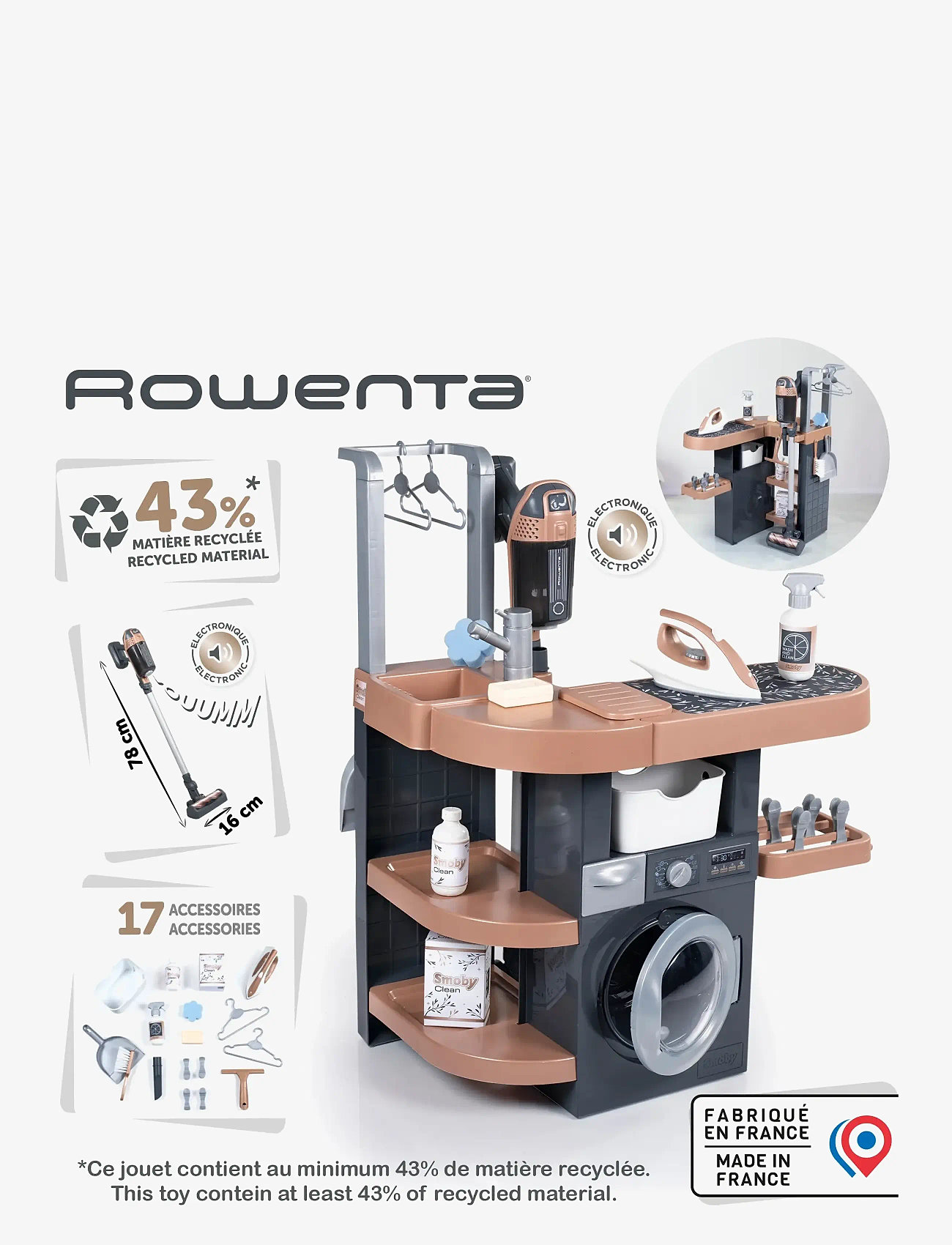 Smoby - Rowenta Wash&Clean Laundry - reinigungsgeräte - grey - 4