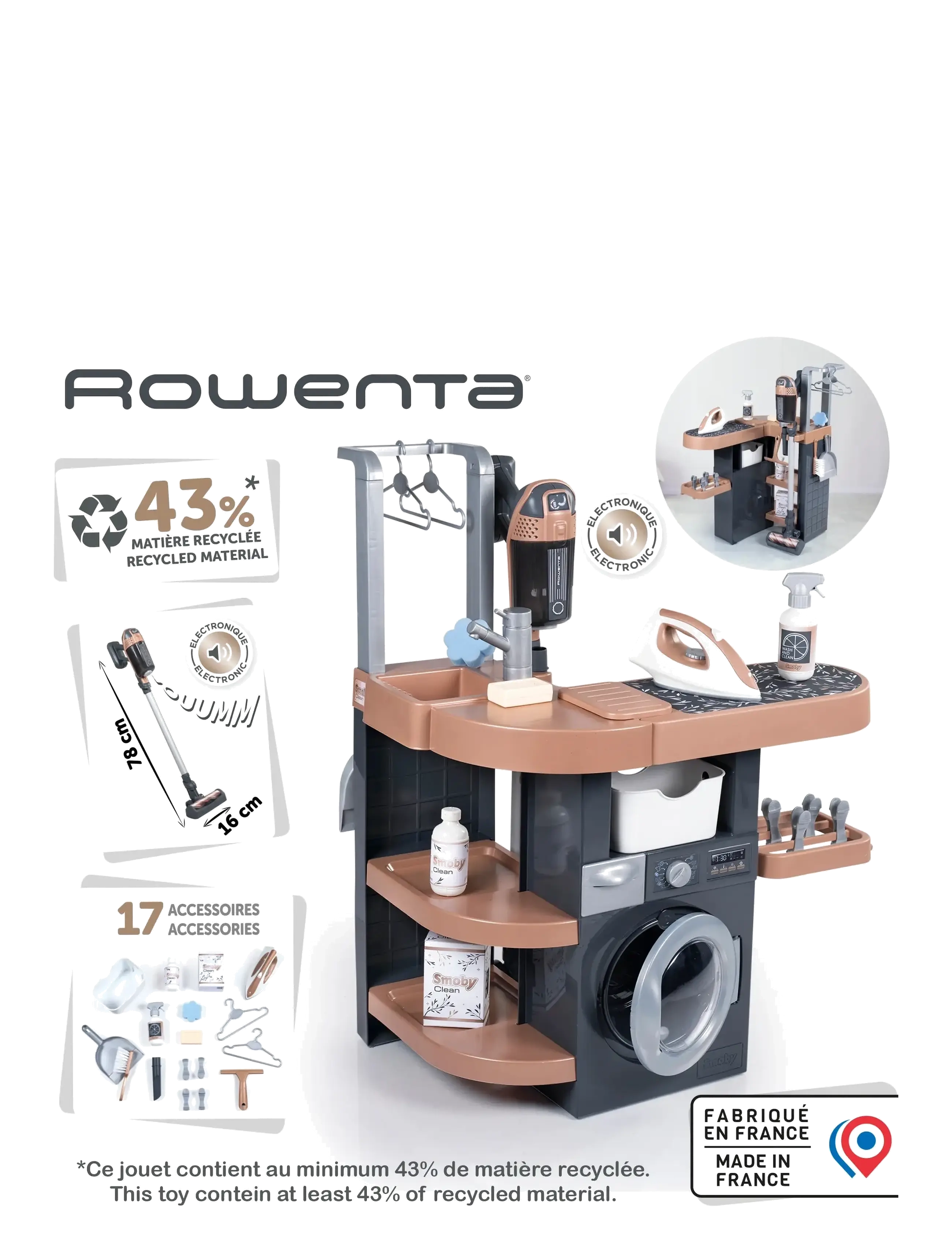 Smoby - Rowenta Wash&Clean Laundry - cleaning toys - grey - 4