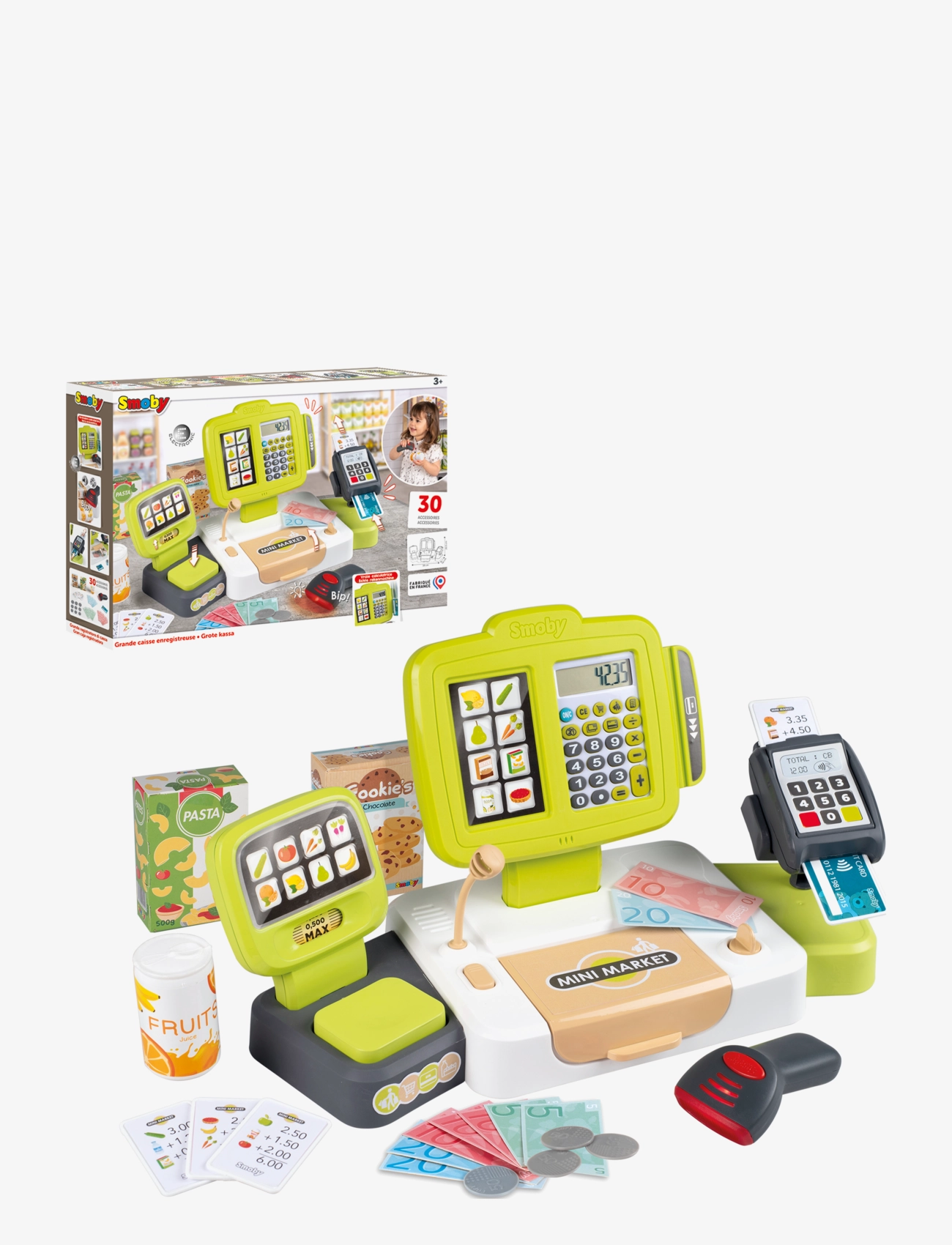Smoby - Large Cash Register - supermarket-leikkisetit ja -tarvikkeet - green - 1