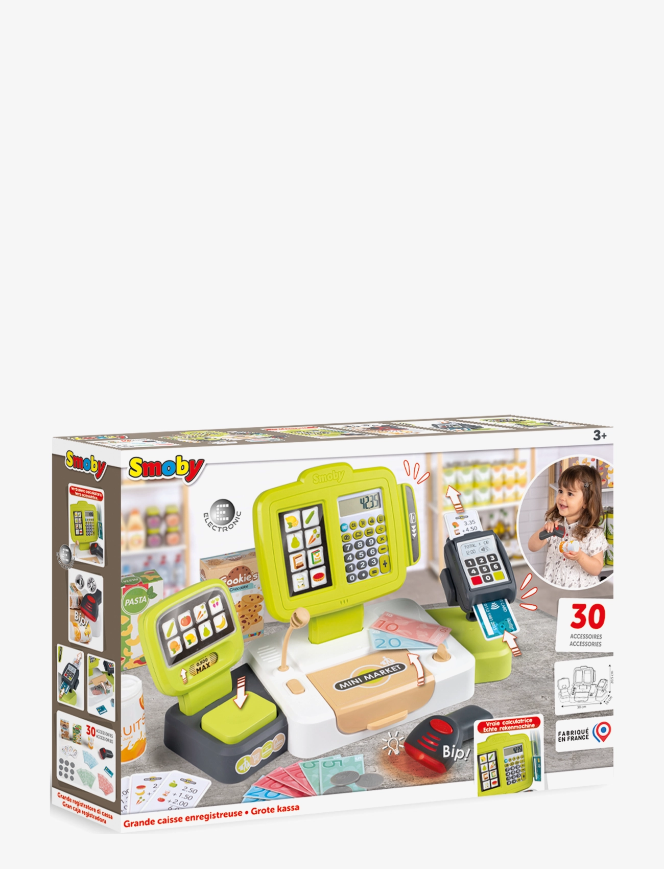 Smoby - Large Cash Register - supermarket-leikkisetit ja -tarvikkeet - green - 3