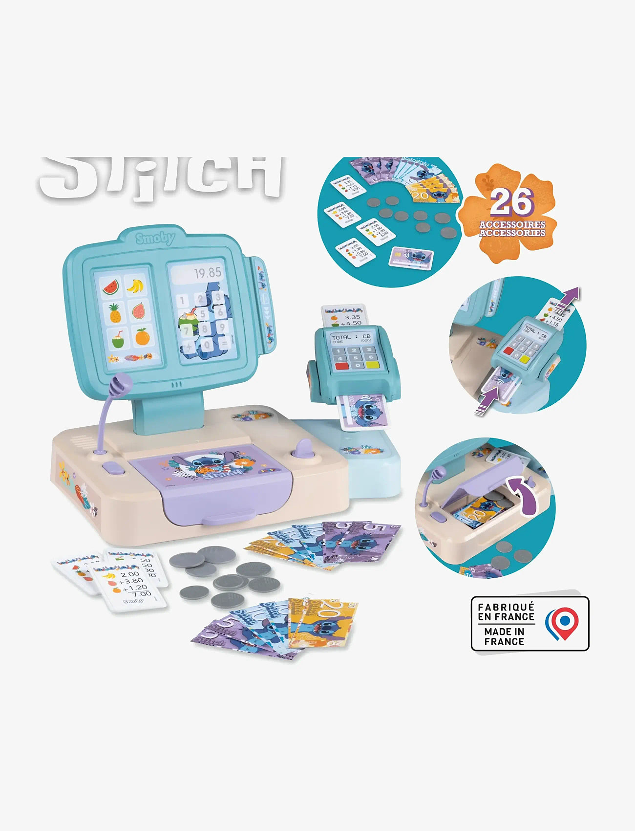 Smoby - Smoby Stitch Cash Register - market zabawkowy i akcesoria - blue - 0