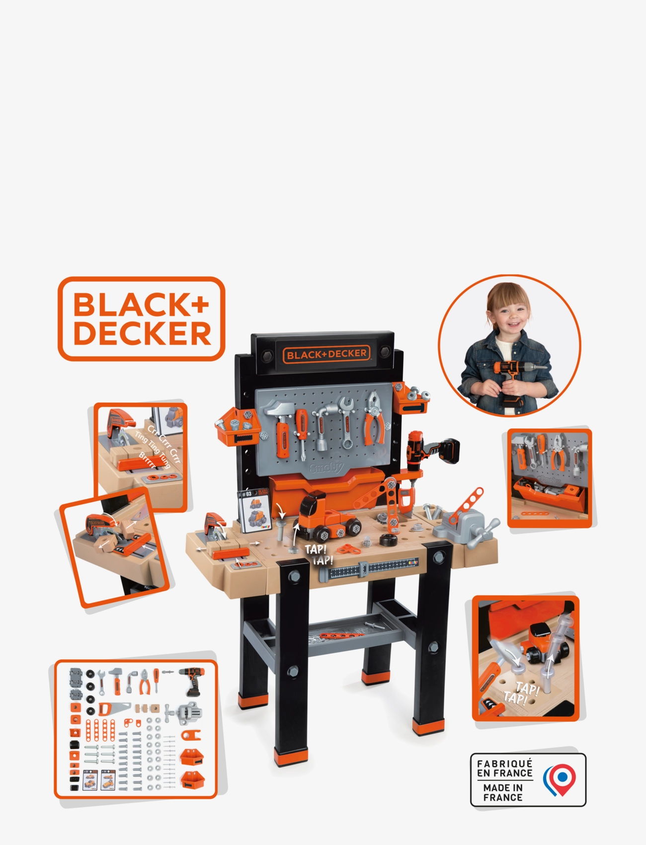 Smoby - Black+Decker Bricolo Ultimate Verktygsbänk med 95 Tillbehör - multicoloured - 3