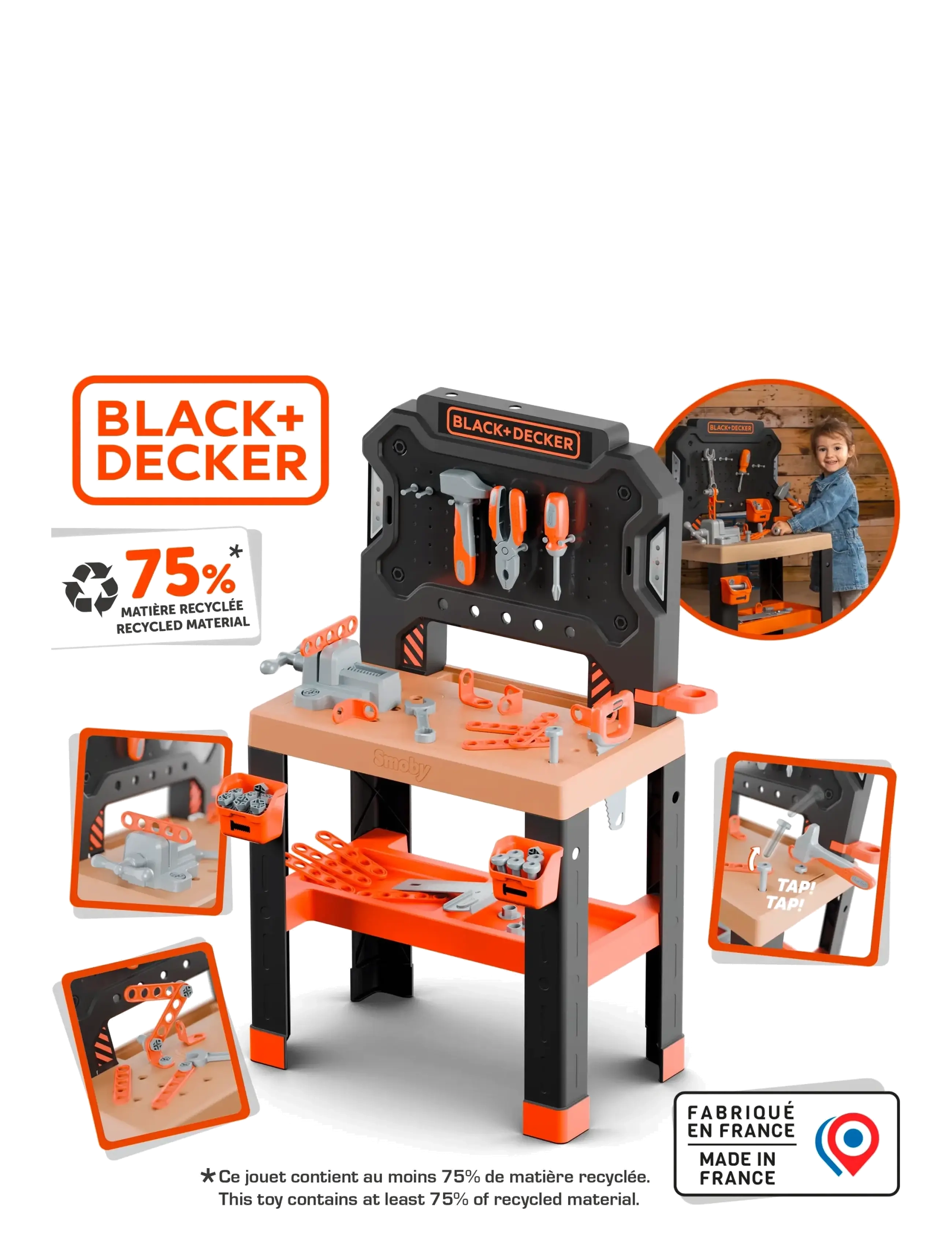 Smoby - Black+Decker Bricolo Workbench - legetøjsværktøj - multi colorued - 1