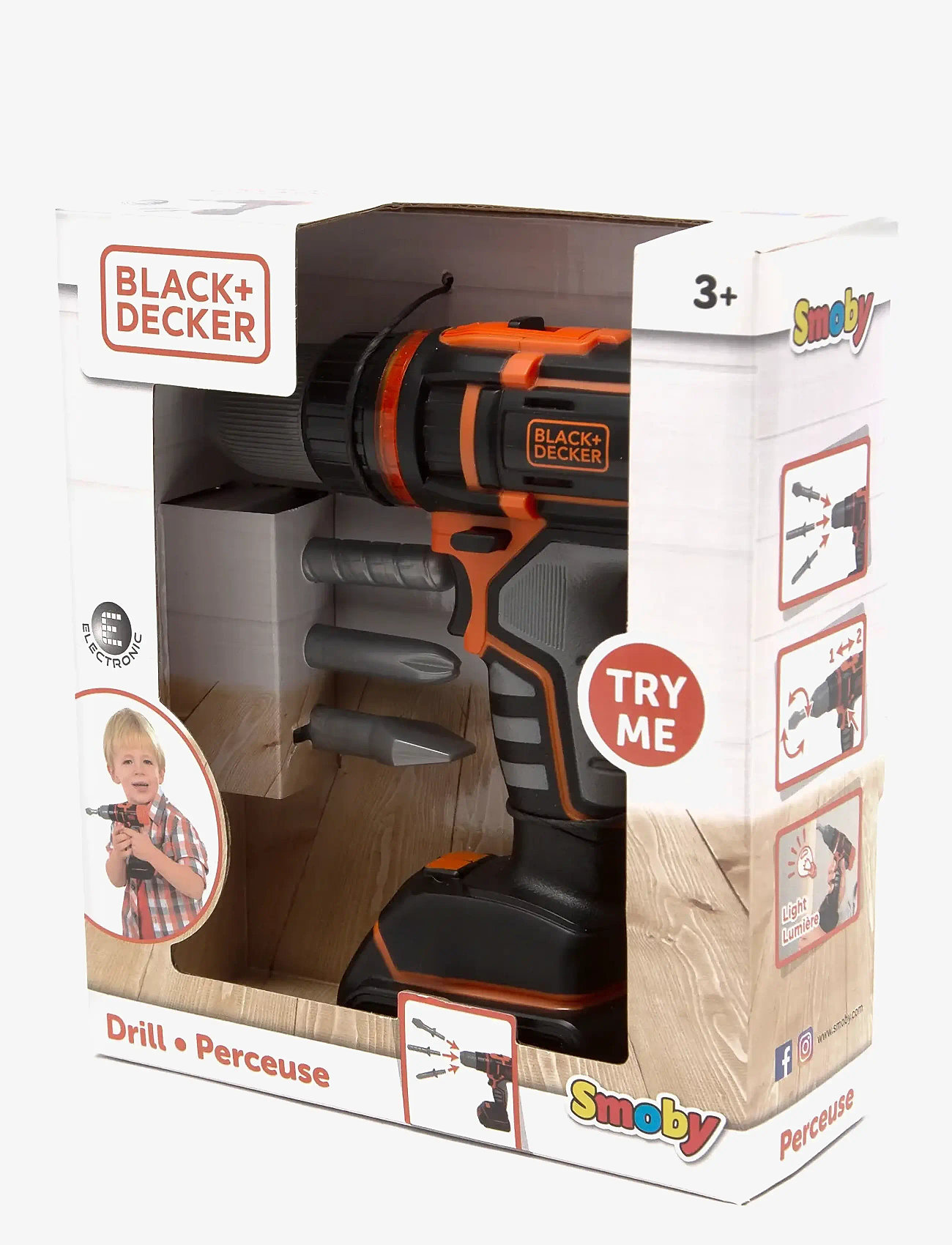 Smoby - Smoby Black+Decker Electronic Drill - legetøjsværktøj - multi coloured - 1