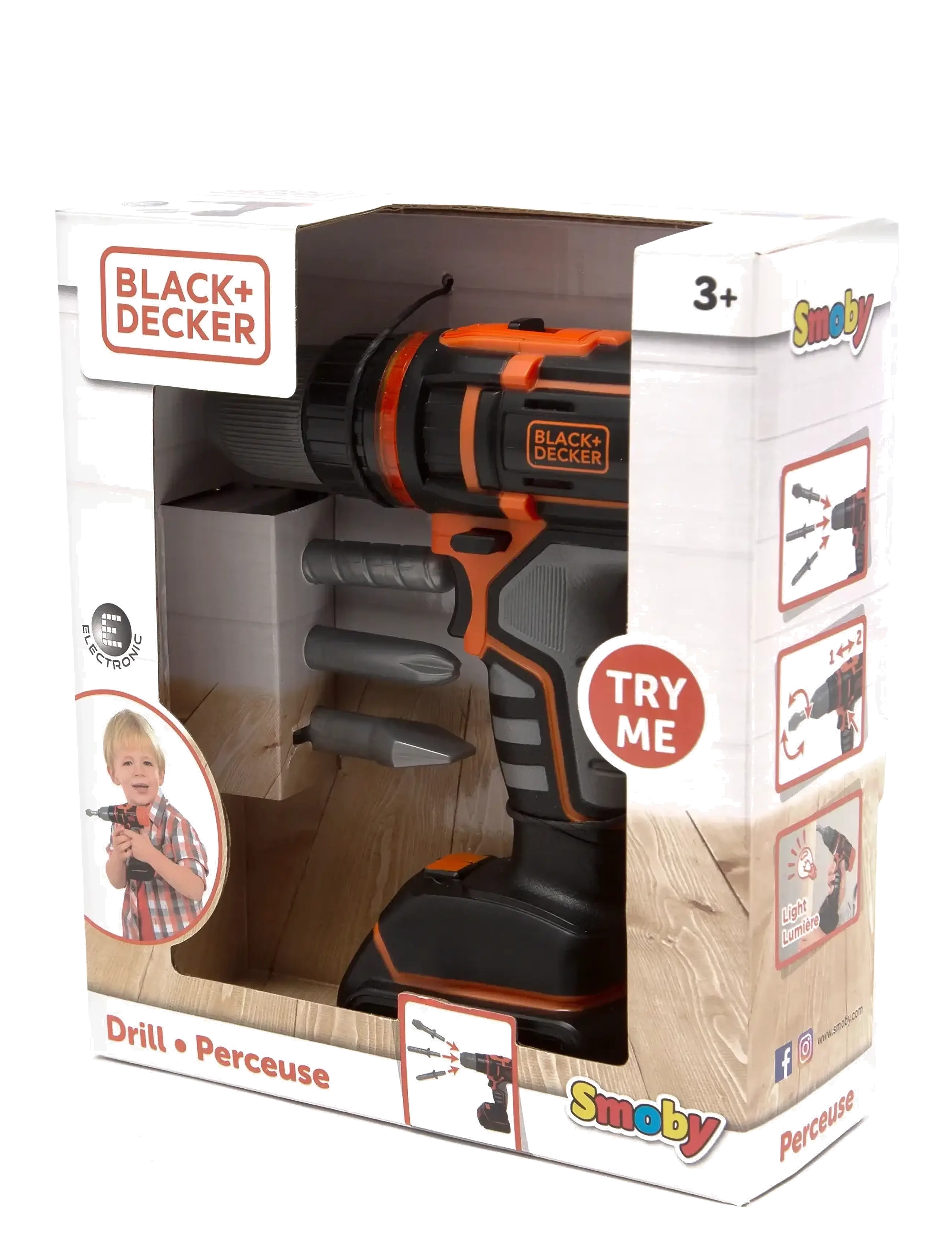 Smoby - Smoby Black+Decker Electronic Drill - toy tools - multi coloured - 1