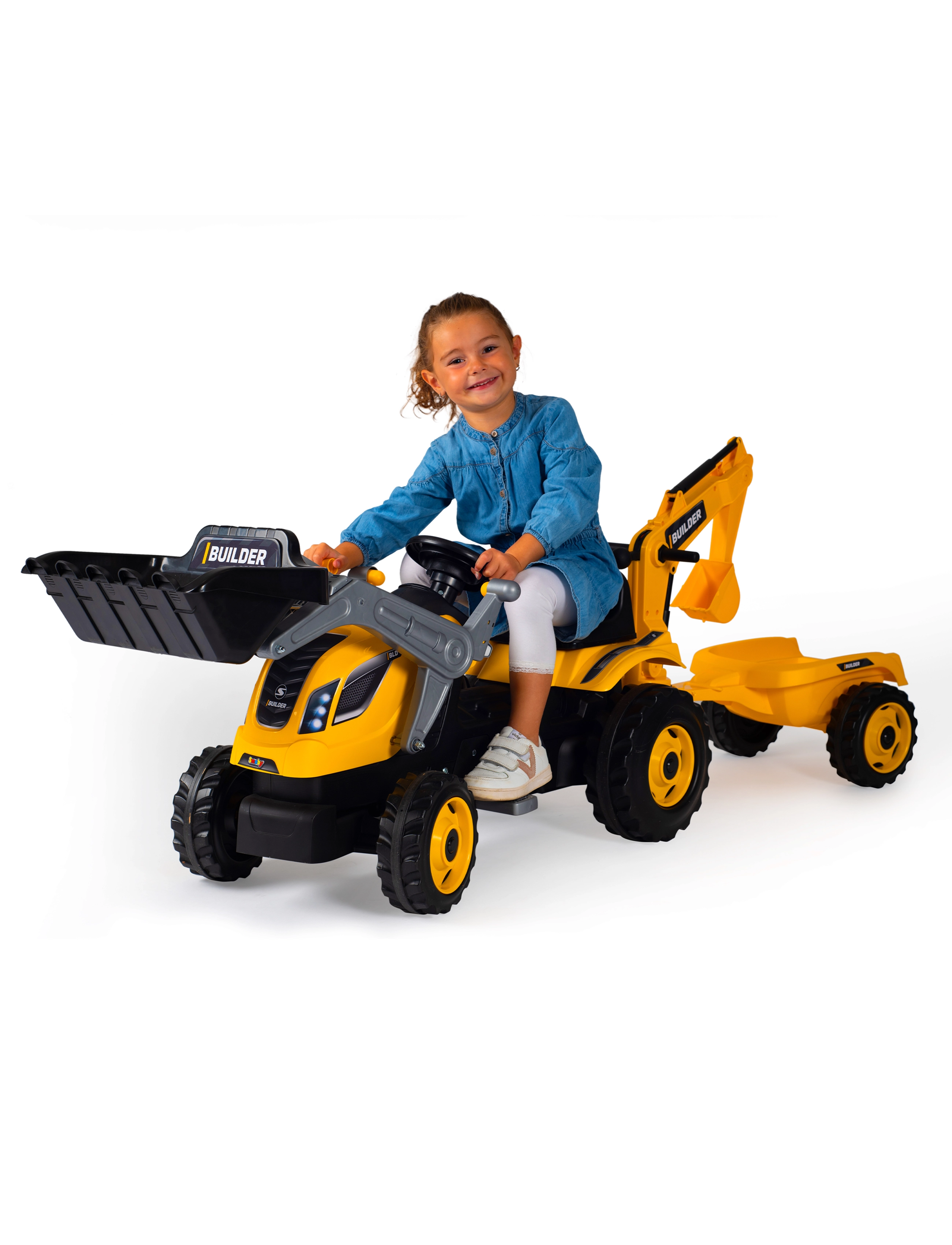 Smoby Builder Max Tractor + Trailer, One Size, Toy Vehicles, Mehrfarbig/gemustert - Construction Cars, Kinder