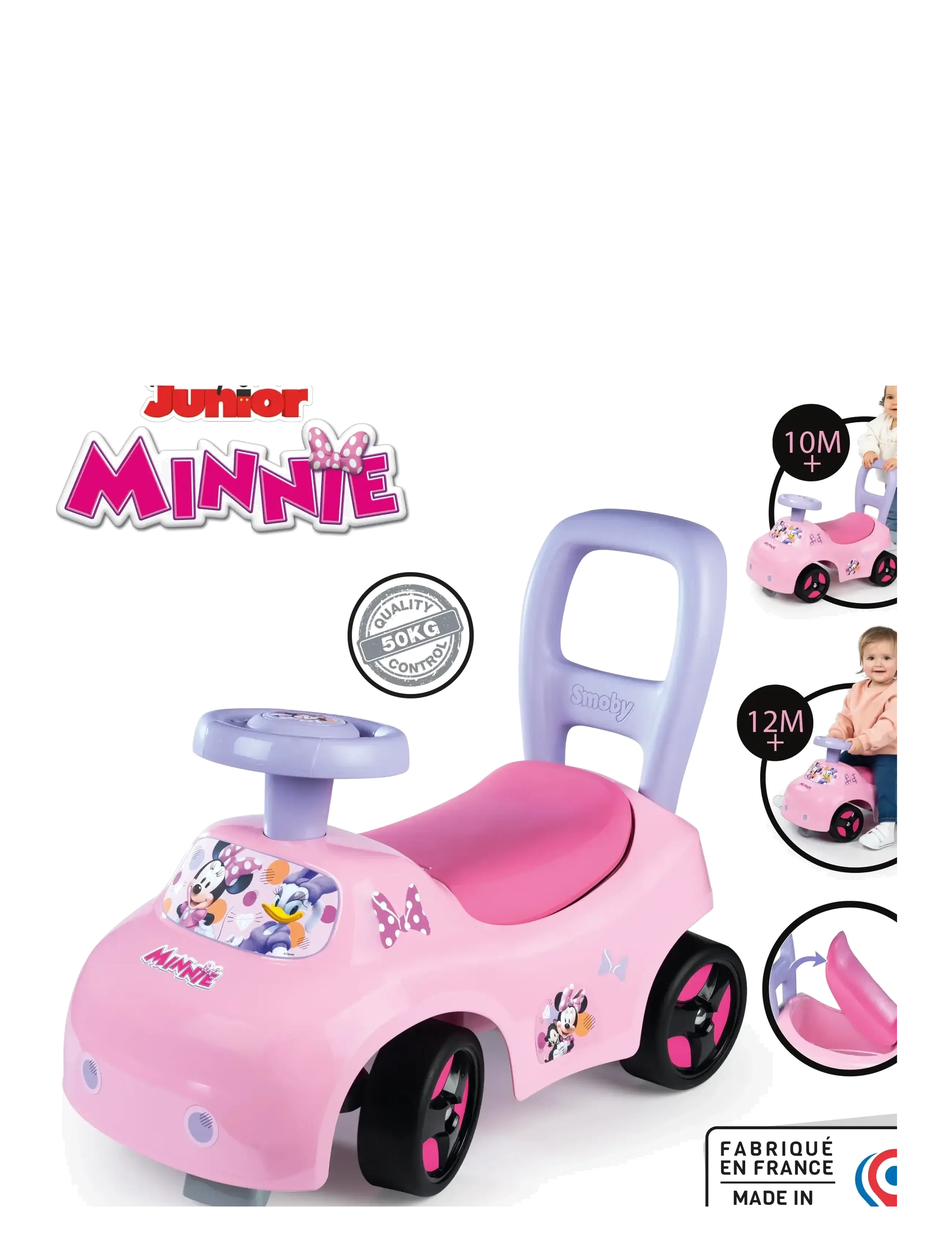 Smoby - Minnie Auto Ride-On - sünnipäevakingitused - pink - 3