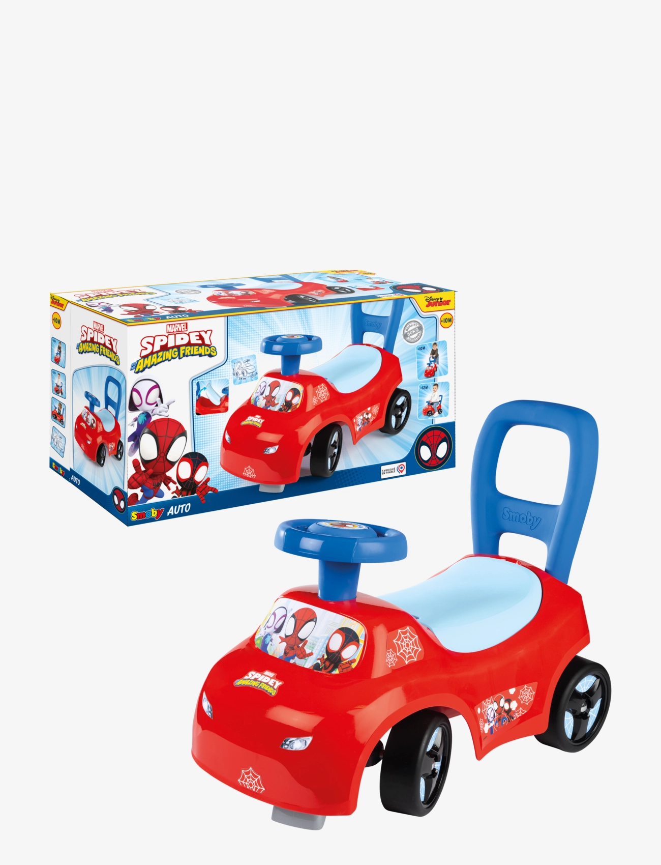 Smoby - Smoby Marvel Spidey Lära-Gå-Bil - laveste priser - red - 2