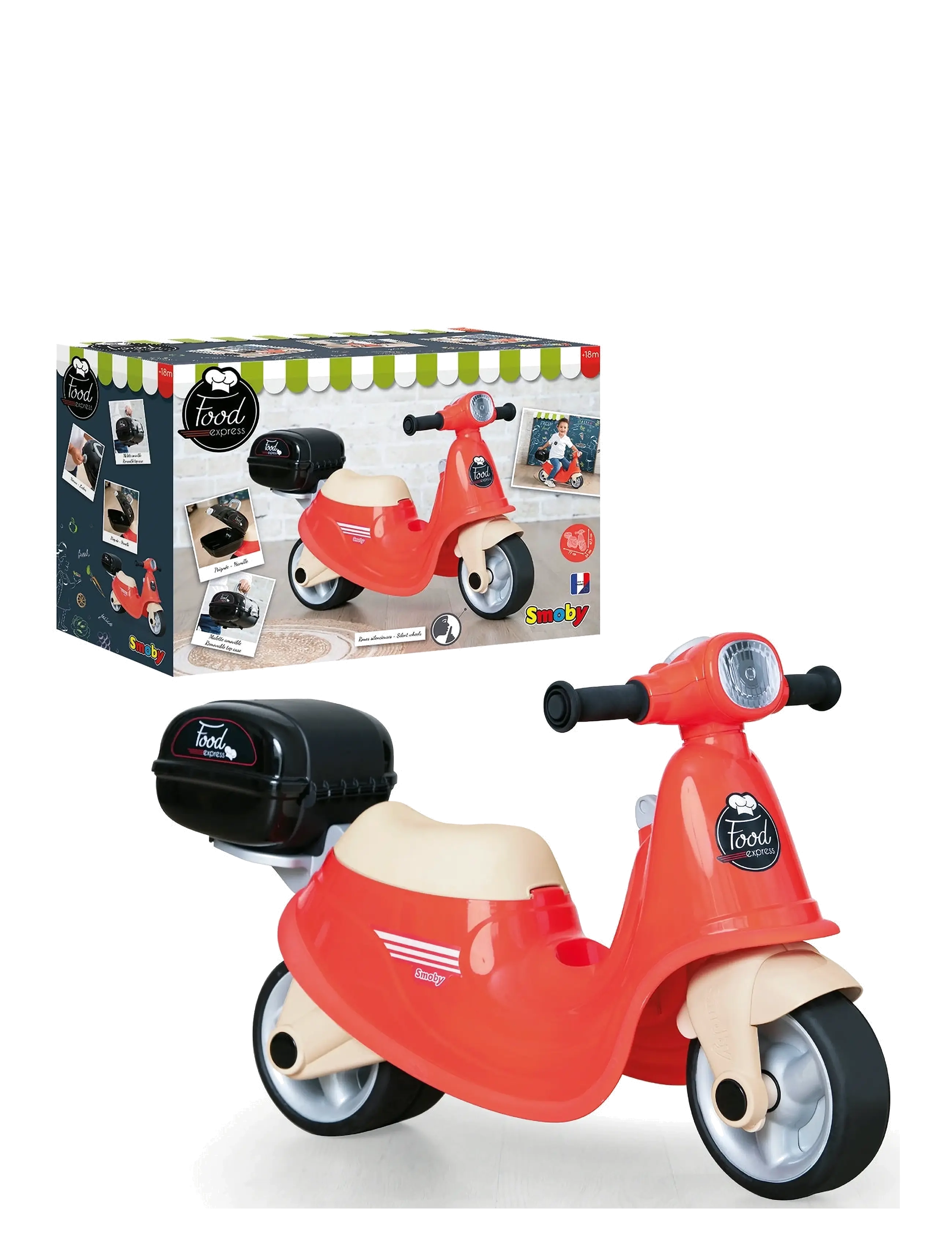 Smoby Scooter Ride-On Food Express, One Size, Spielzeug, Orange - Ride On Kinder
