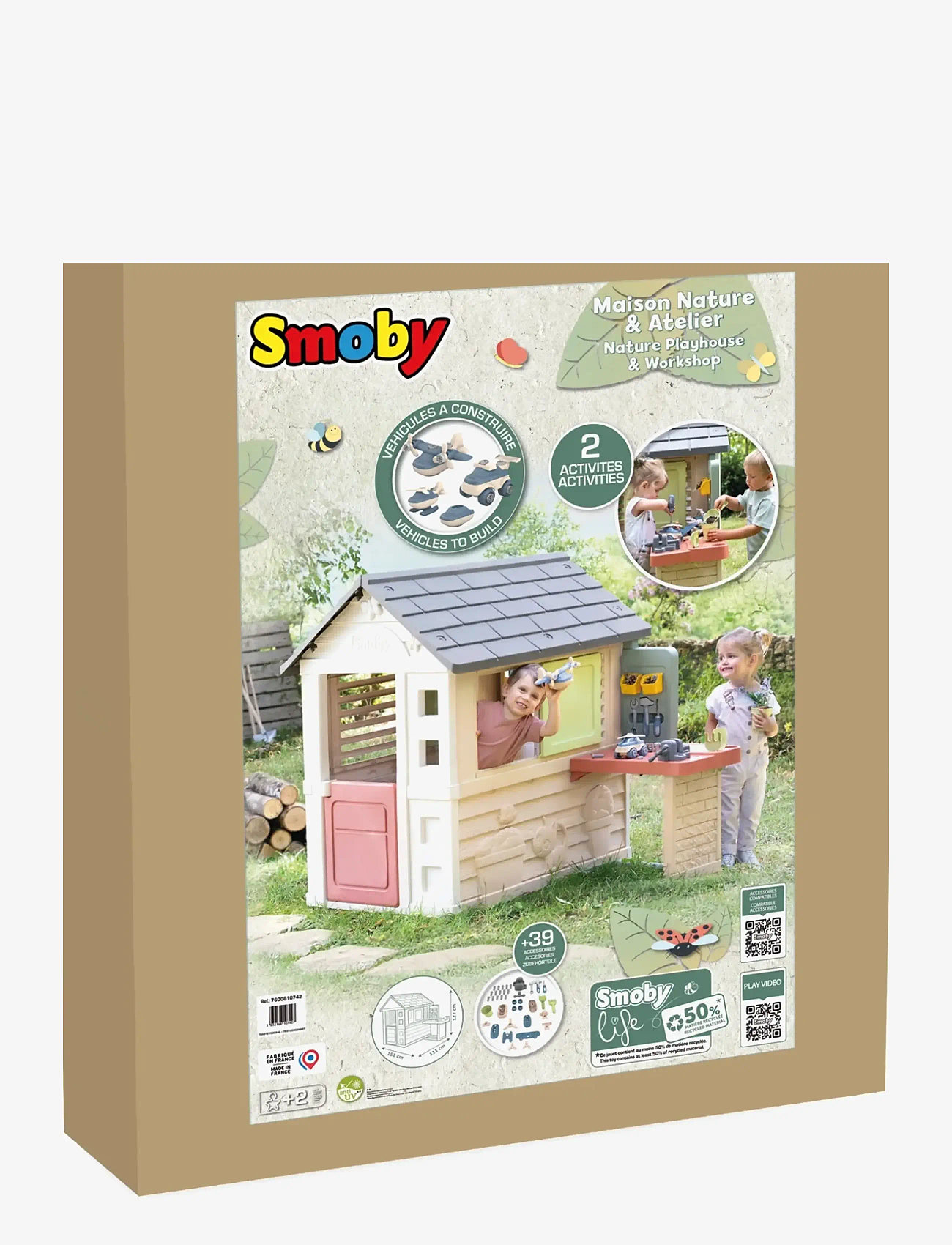 Smoby - Smoby Life Nature Lekstuga med verkstad - legehuse - beige - 2