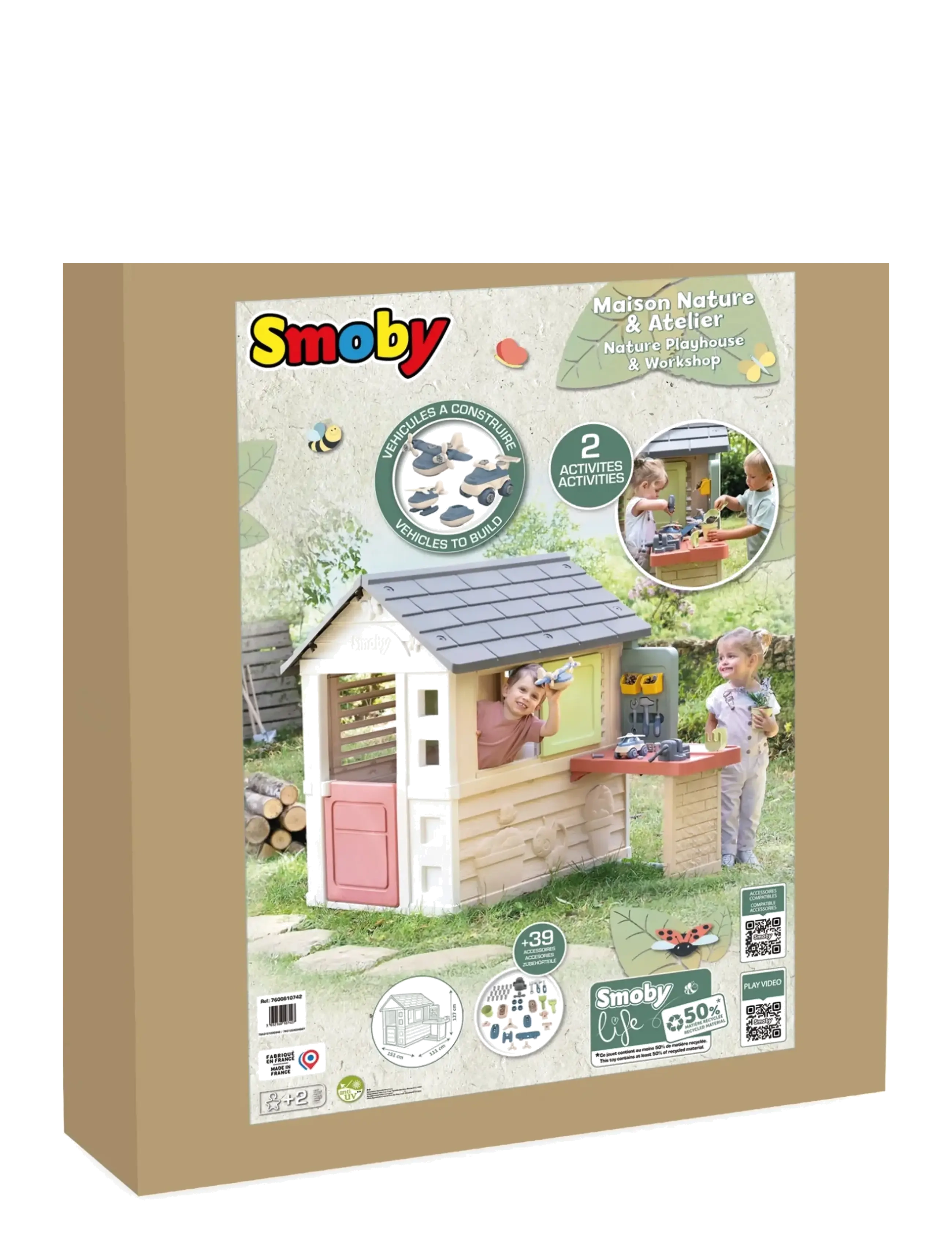 Smoby - Smoby Life Nature Lekstuga med verkstad - lekstugor - beige - 2